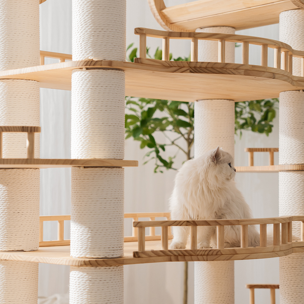 76.7 H Large Solid Wood Cat Tree