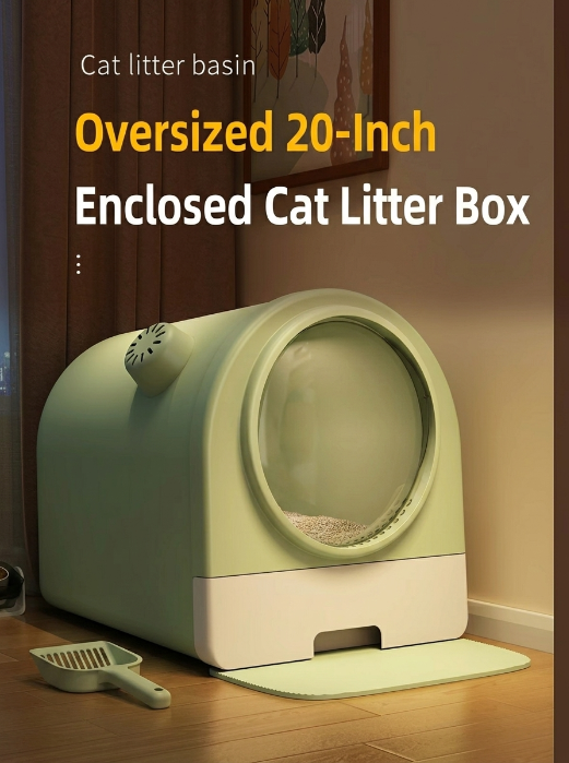 Extra Large Enclosed Cat Litter Box with Pull-Out Drawer, Spill-Proof Covered Litter Pan, Easy Clean Cat Toilet for Indoor Cats