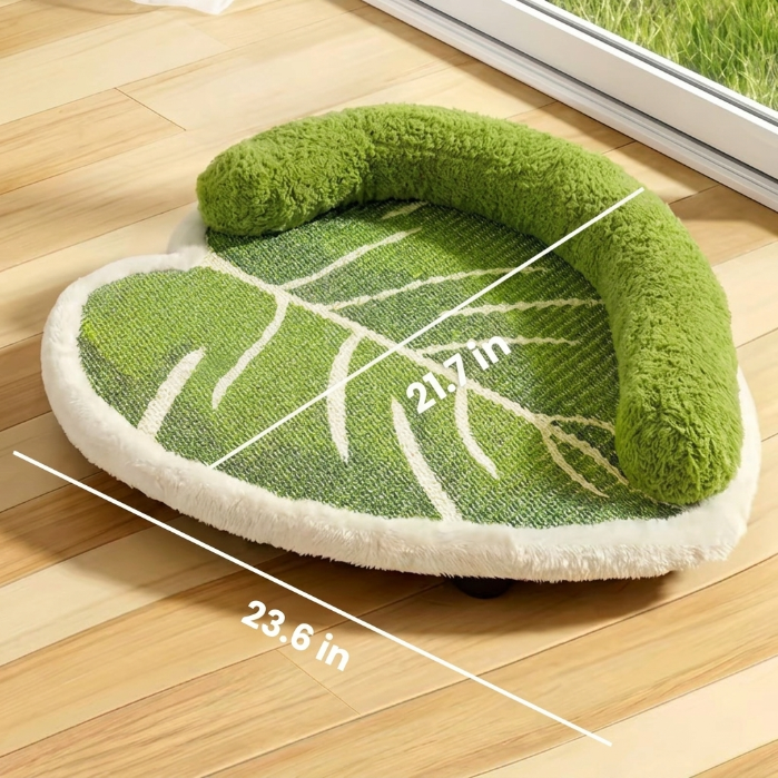 Leaf Shaped Sisal Cat Scratcher Lounge, Natural Scratching Mat & Cozy Cat Bed, Durable Claw Board Sofa for Indoor Cats
