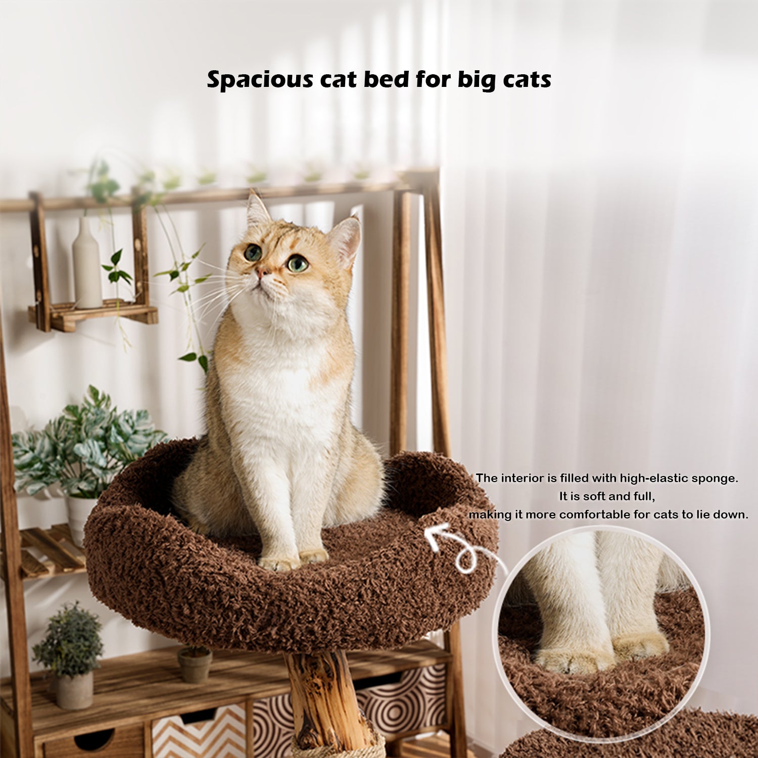 Log Style Solid Wood Cat Climbing Frame Treehouse Cat Nest