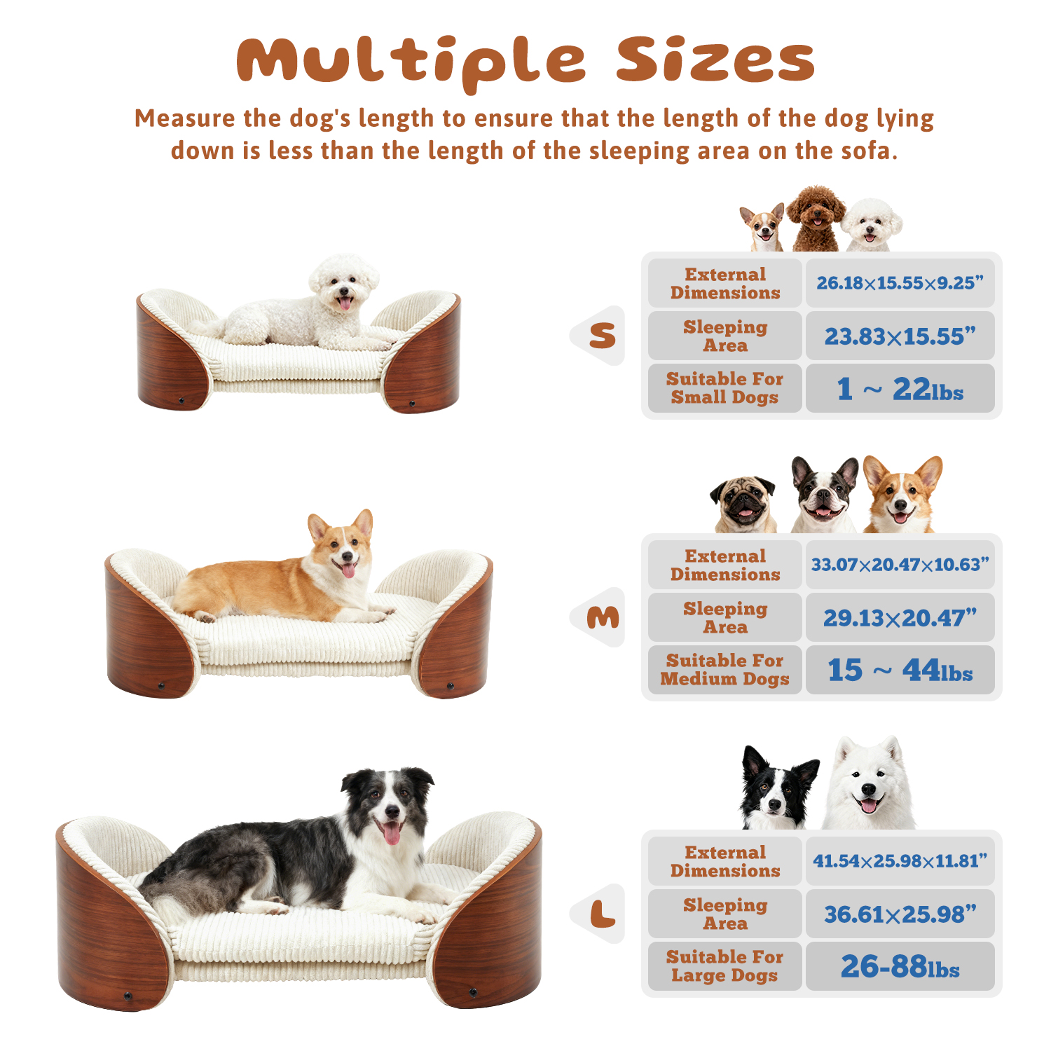 Luxury Solid Wood Dog Bed With Bent Wood Back