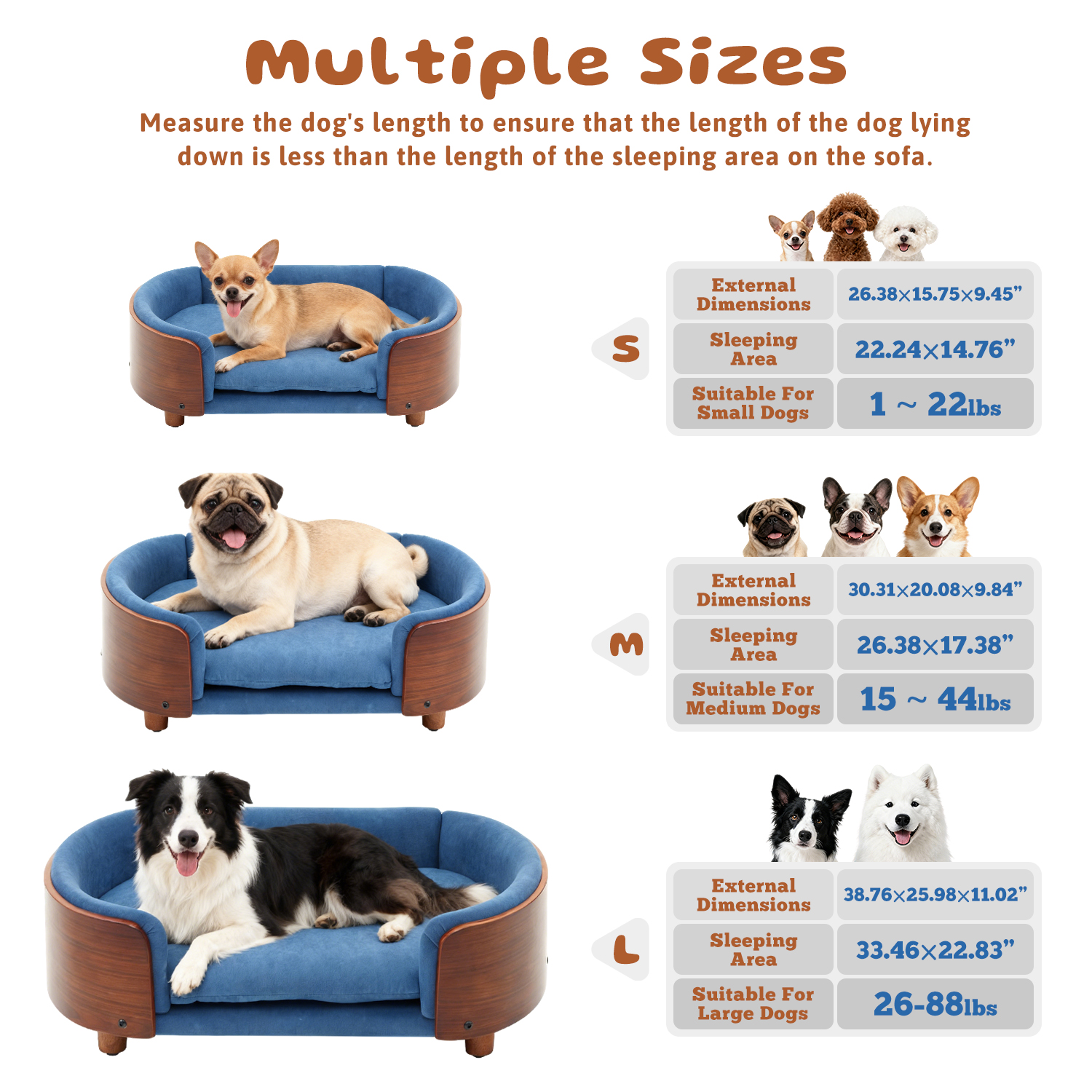 Luxury Solid Wood Dog Bed With Legs And Bent Wood Back