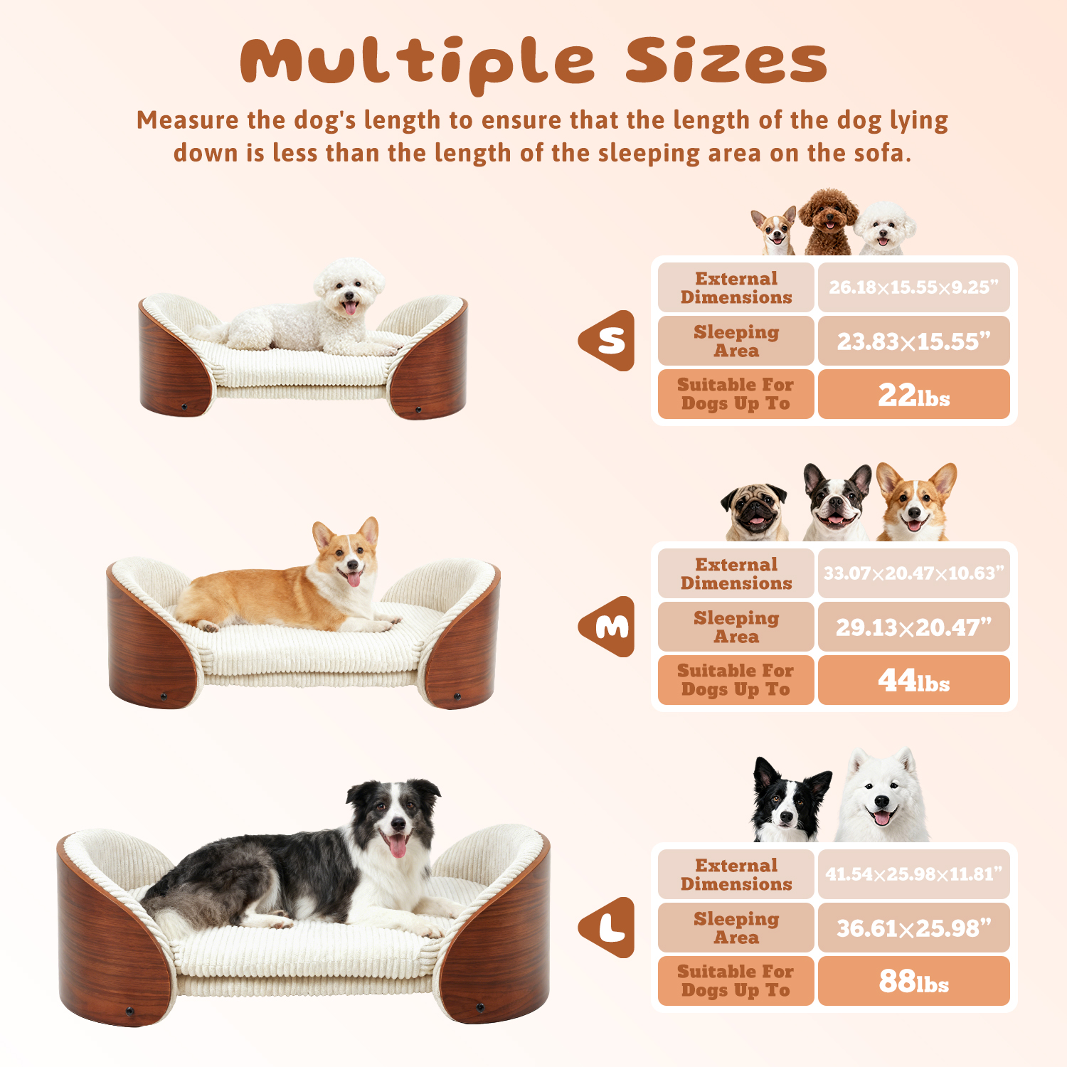 Luxury Solid Wood Dog Bed With Bent Wood Back