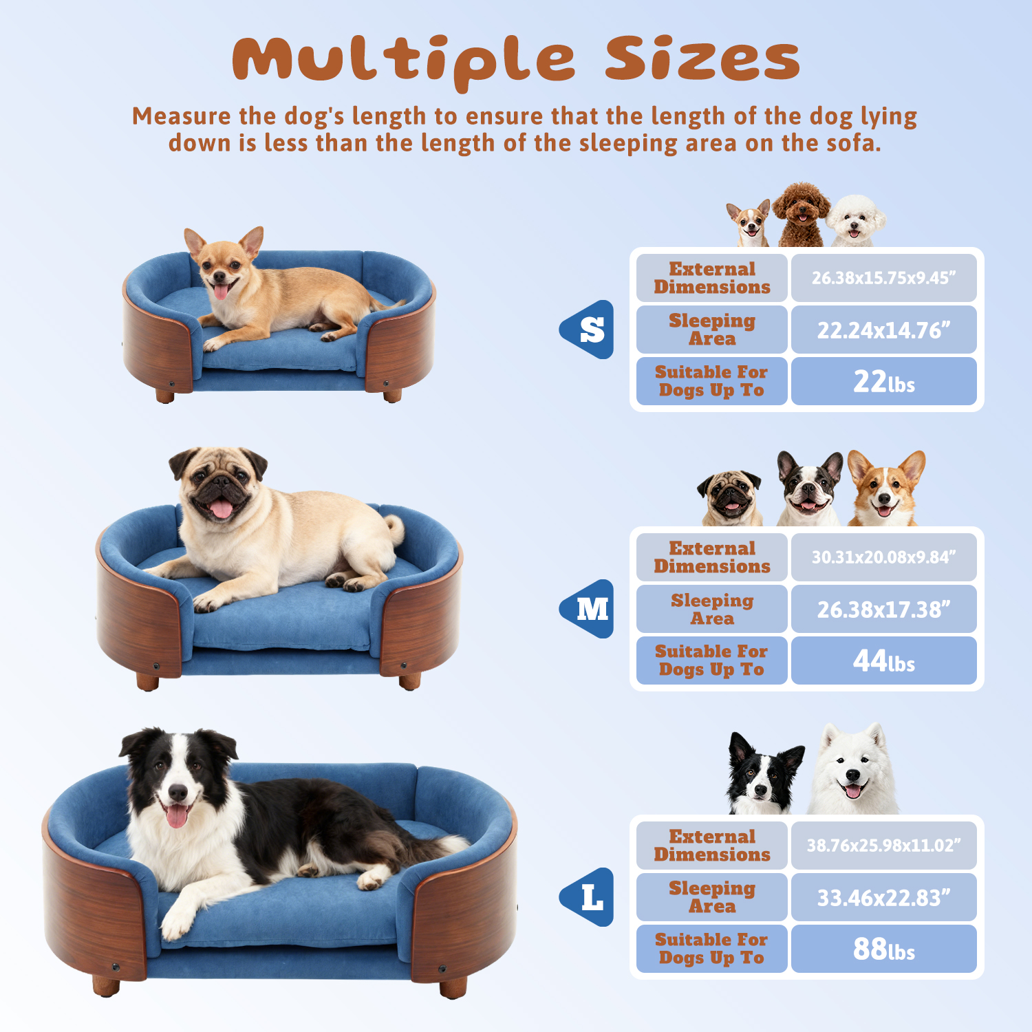 Luxury Solid Wood Dog Bed With Legs And Bent Wood Back