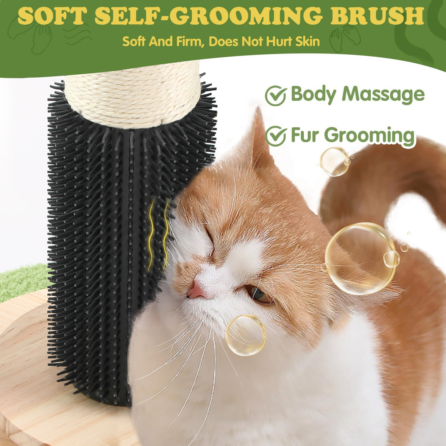 39.4'' Tall Sisal Cat Tree Scratching Post with Interactive Ball and Rotating Ball Self Groomer Brush