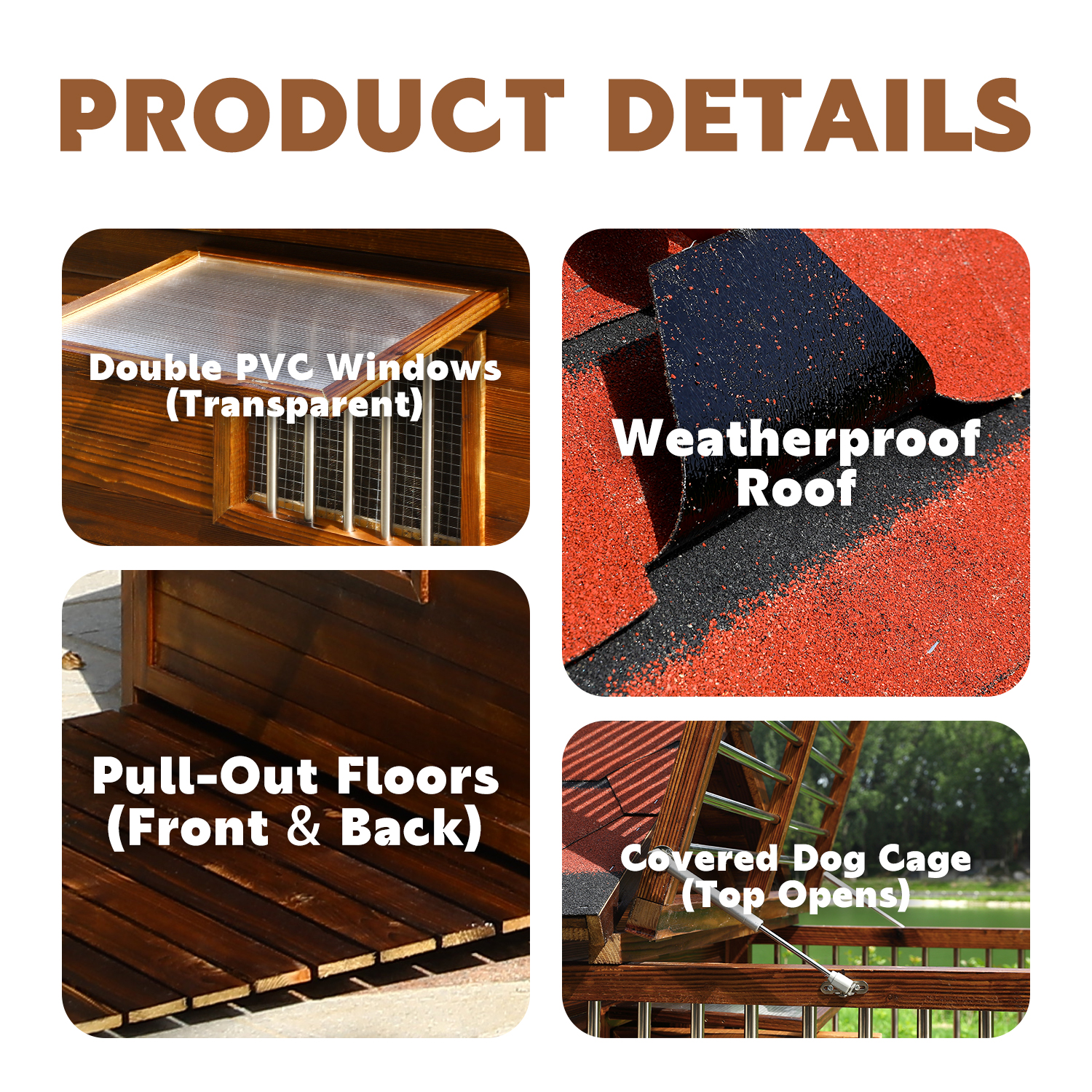 Luxury Solid Wooden Dog House with Fence