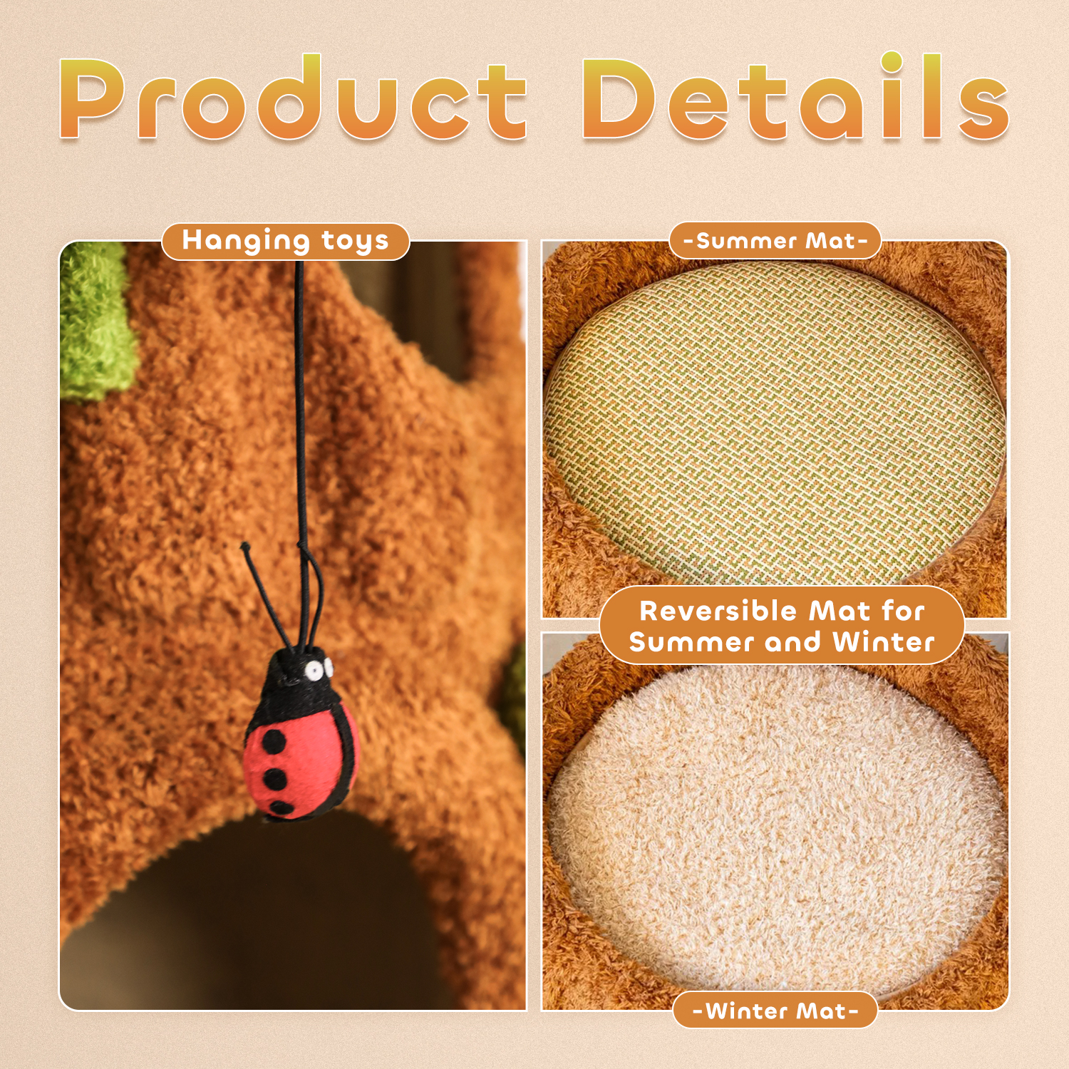 91" Solid Wood Large Cat Tree Tower Condo