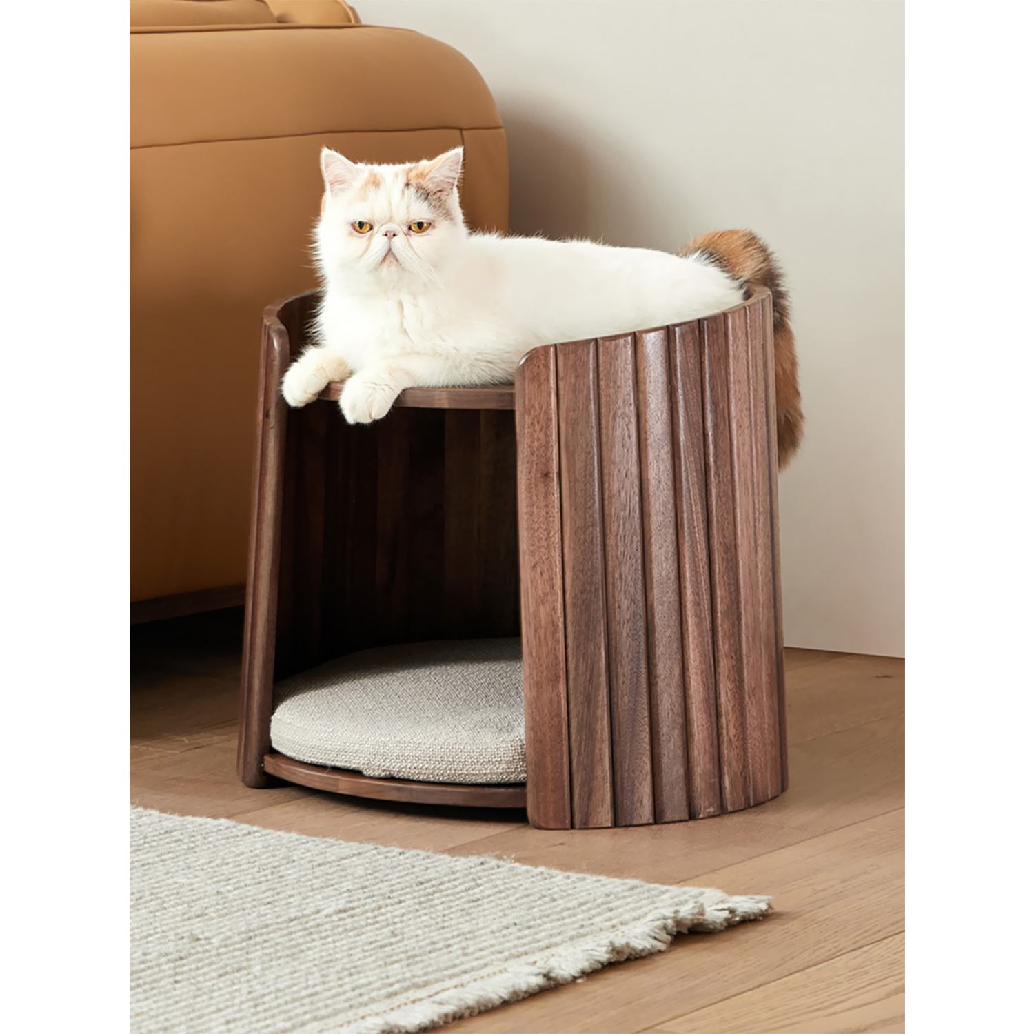 North American Black Walnut Cat Bed Side Table