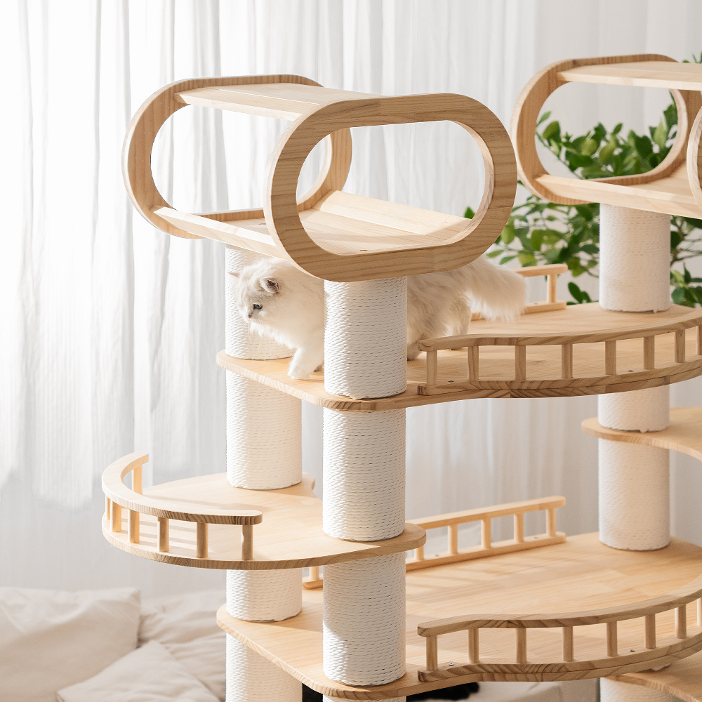 76.7 H Large Solid Wood Cat Tree