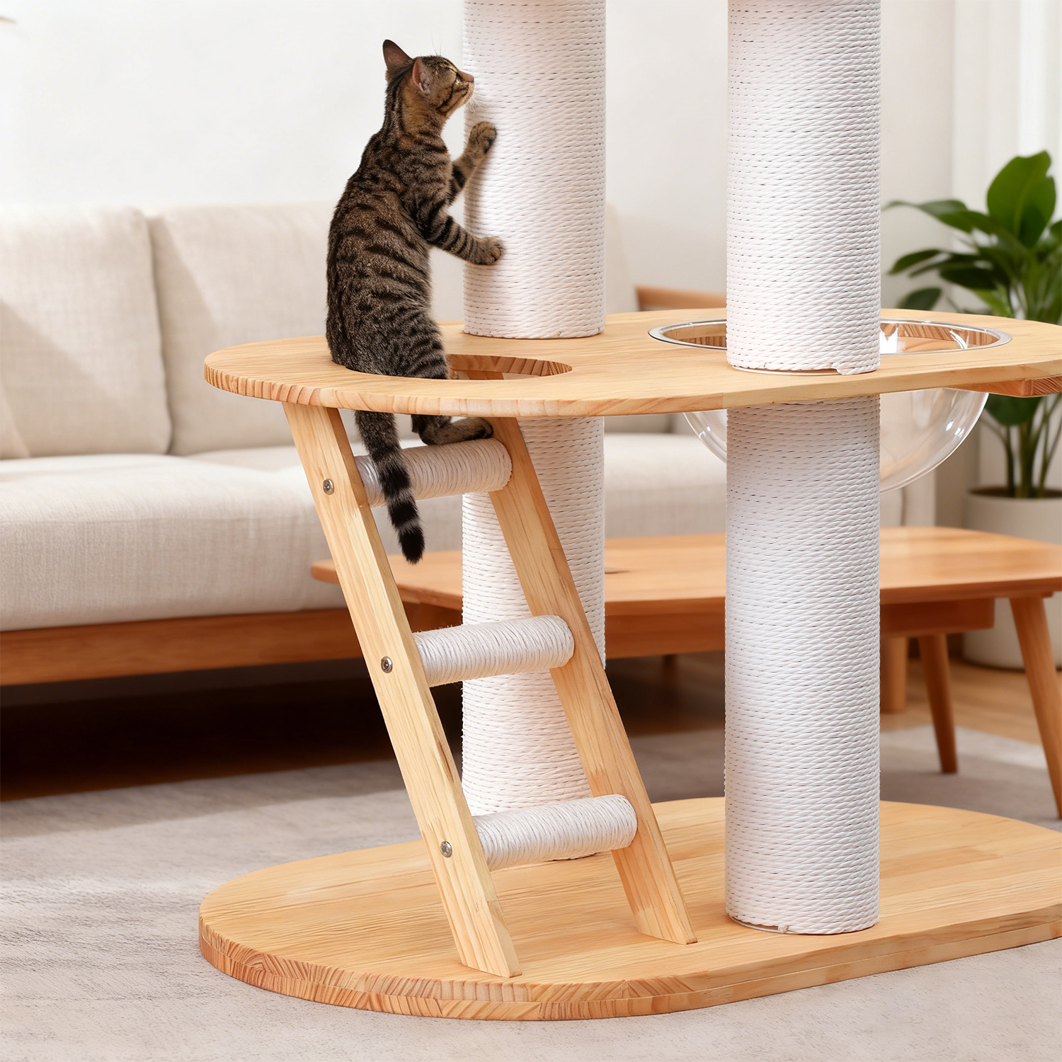 63'' Tall Solid Wood Cat Tree Tower