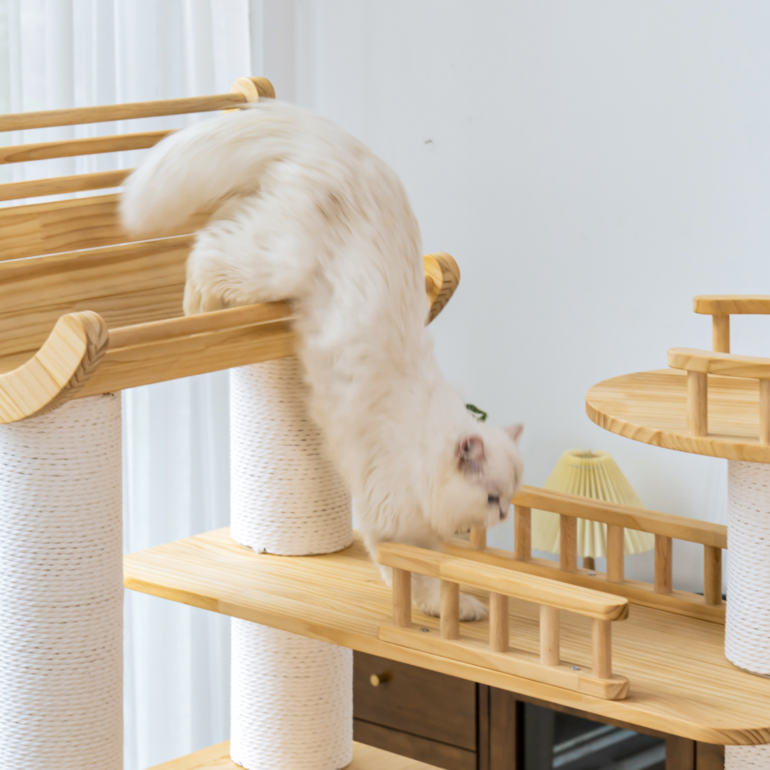 70.87"Deluxe Pine Solid Wood Cat Tree