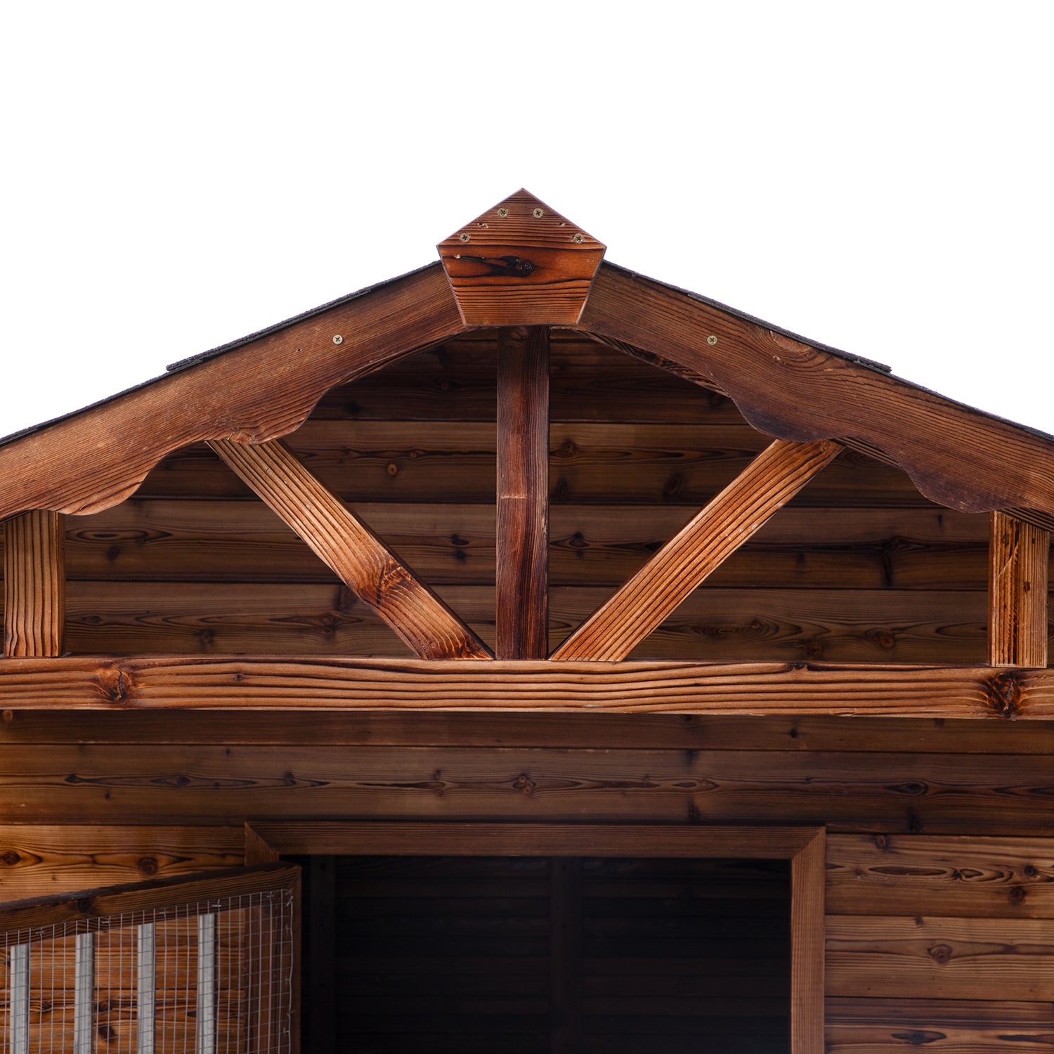 Solid Wood Outdoor Dog House with Patio