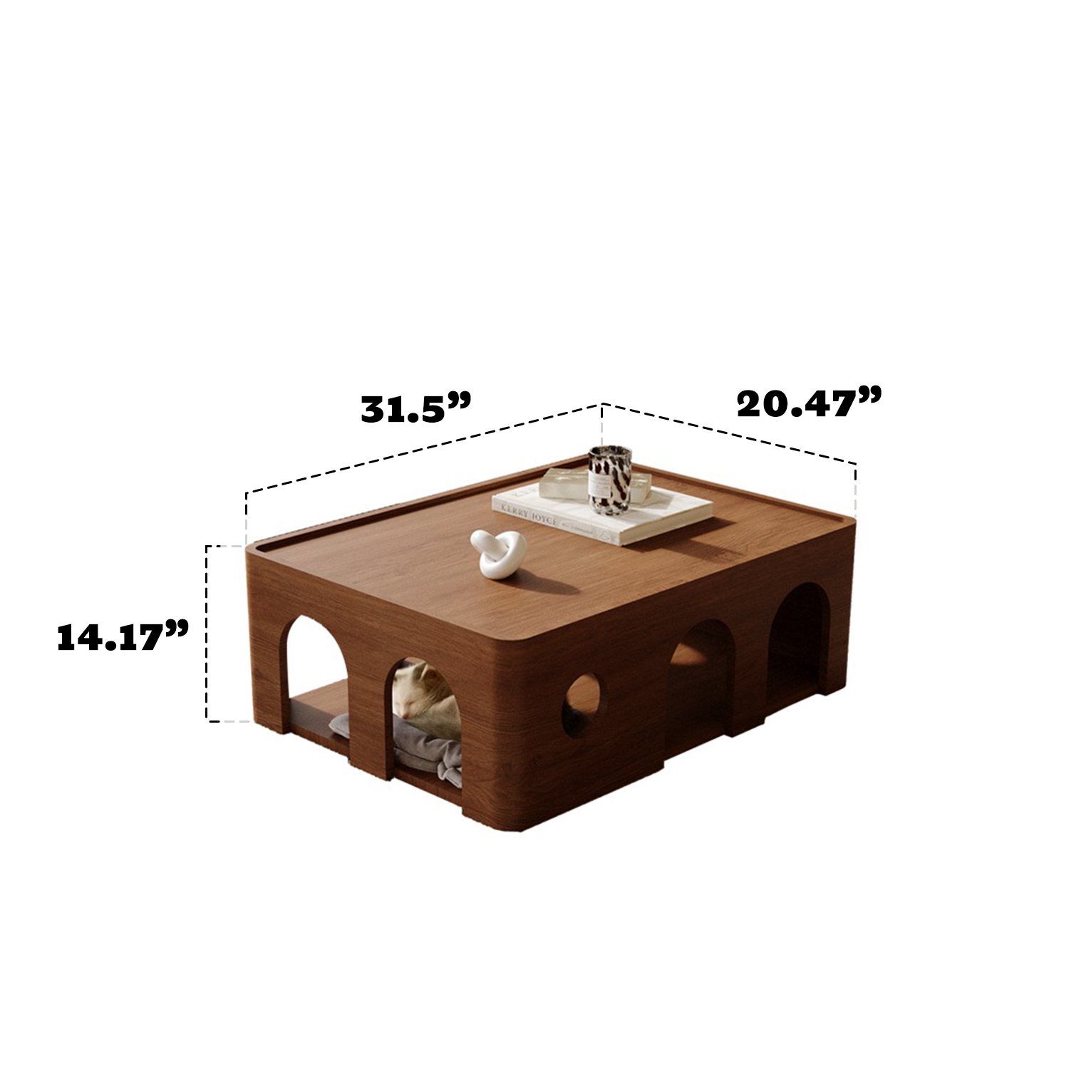 Cherry Wood Solid Wood Coffee Table Cat Bed