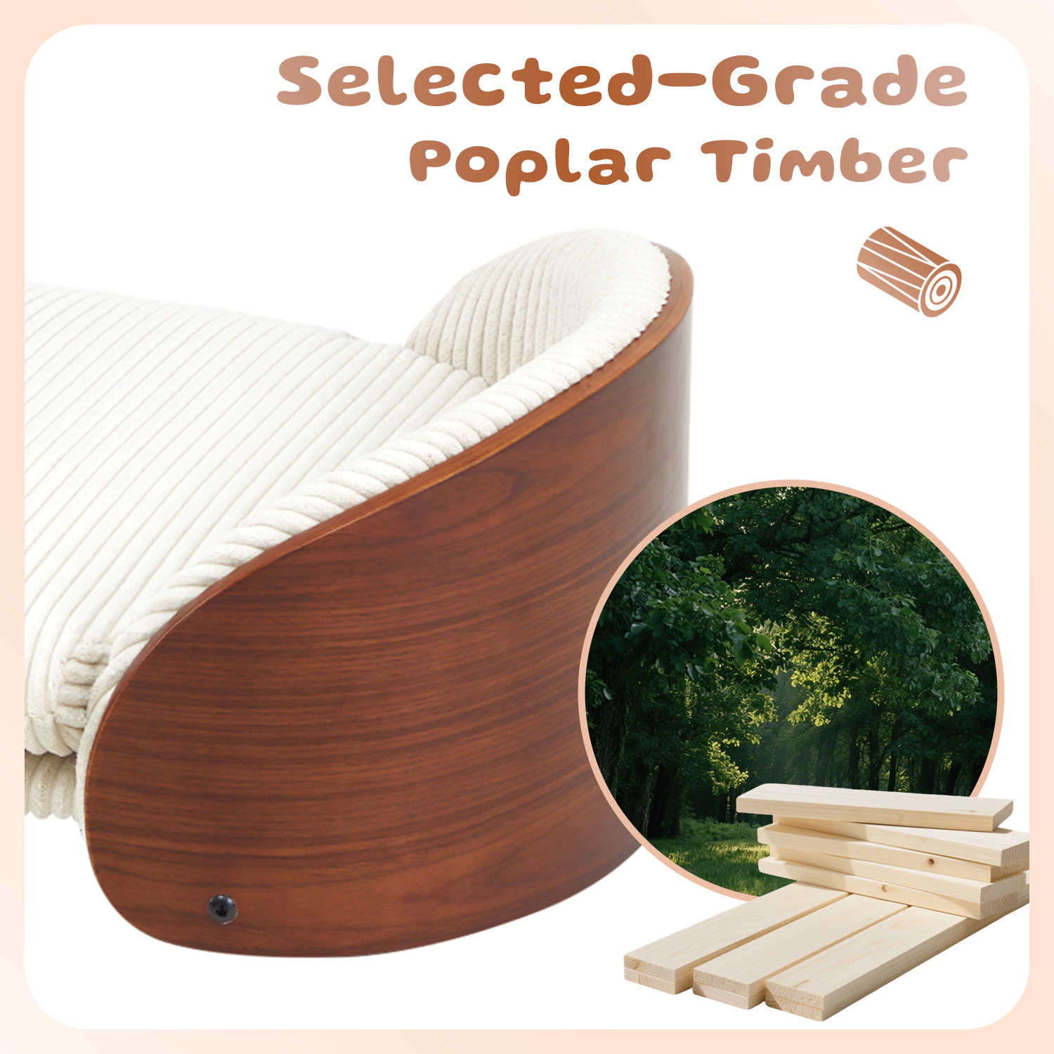 Luxury Solid Wood Dog Bed With Bent Wood Back