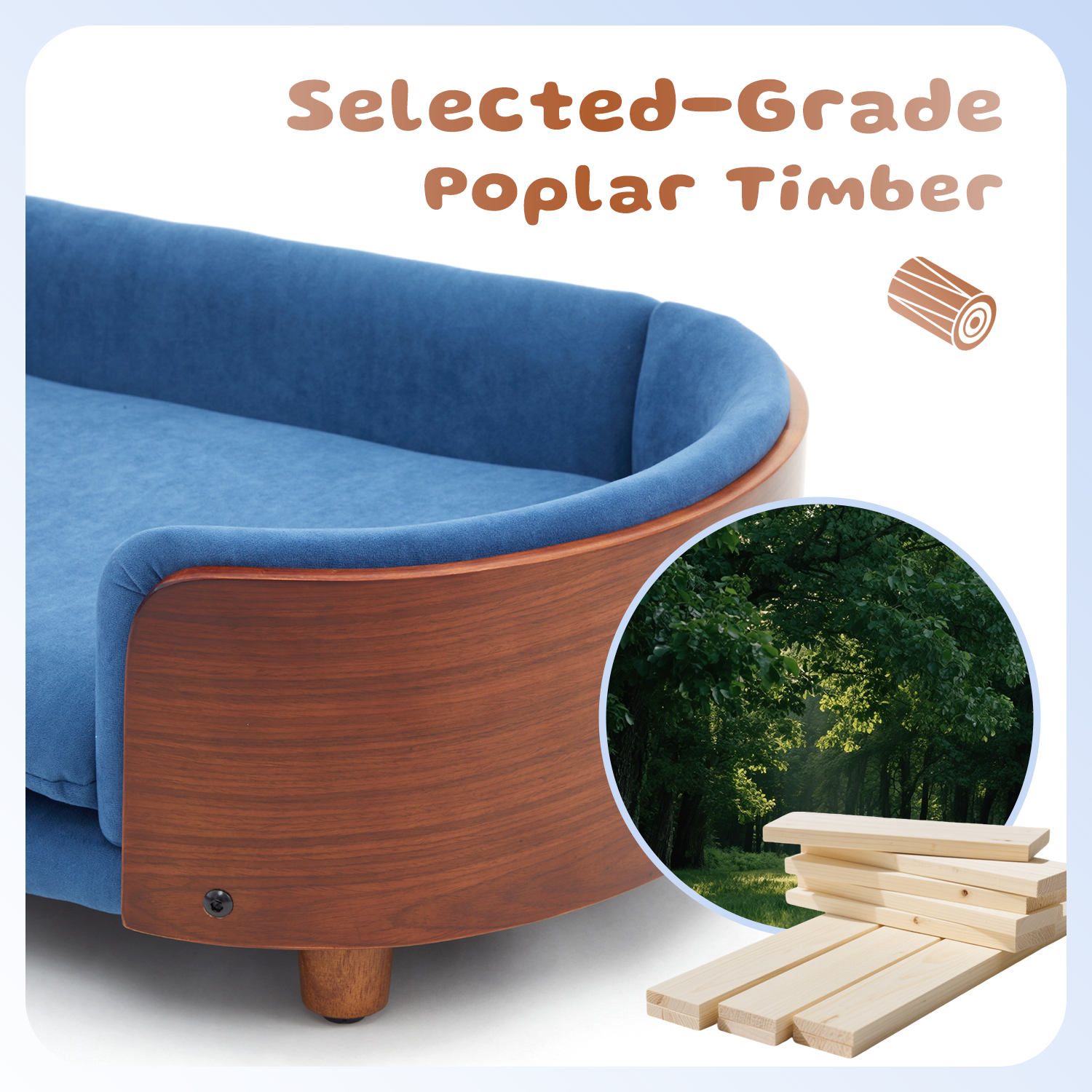 Luxury Solid Wood Dog Bed With Legs And Bent Wood Back