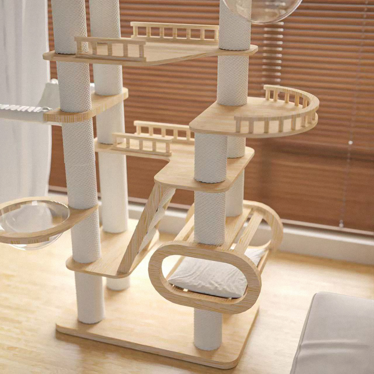 82"Deluxe Pine Solid Wood Cat Tree