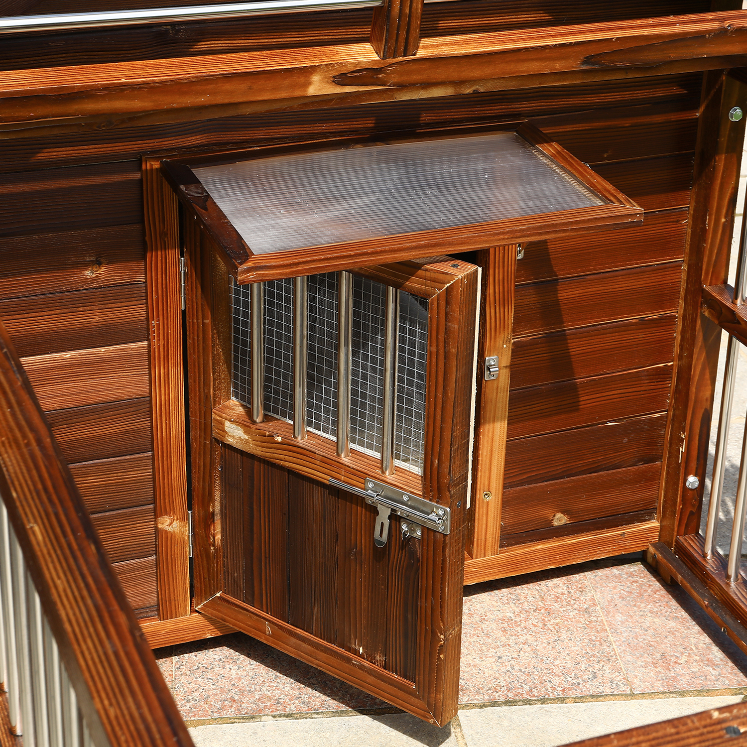 Luxury Solid Wooden Dog House with Fence