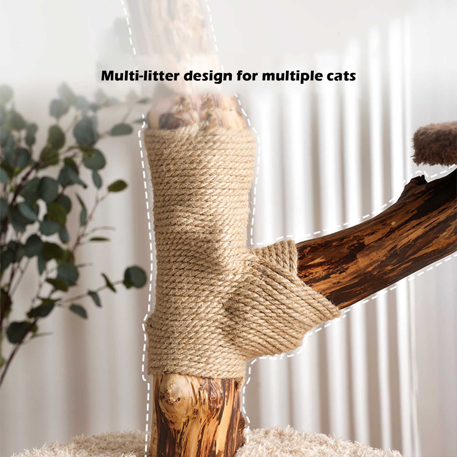 Log Style Solid Wood Cat Climbing Frame Treehouse Cat Nest