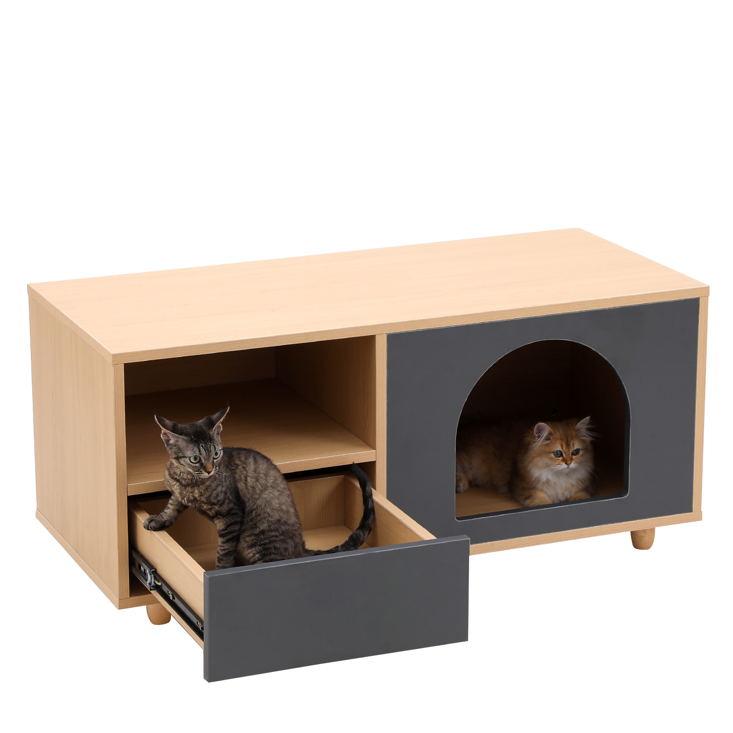 4 Legs Contrasting Color Pet-Friendly Coffee Table with Storage
