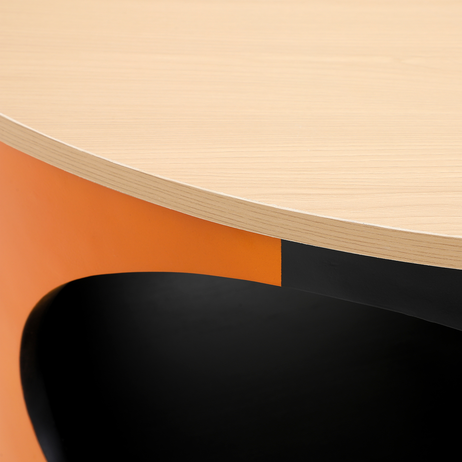 Modern Contrasting Color Pet-Friendly Round Drum Coffee Table