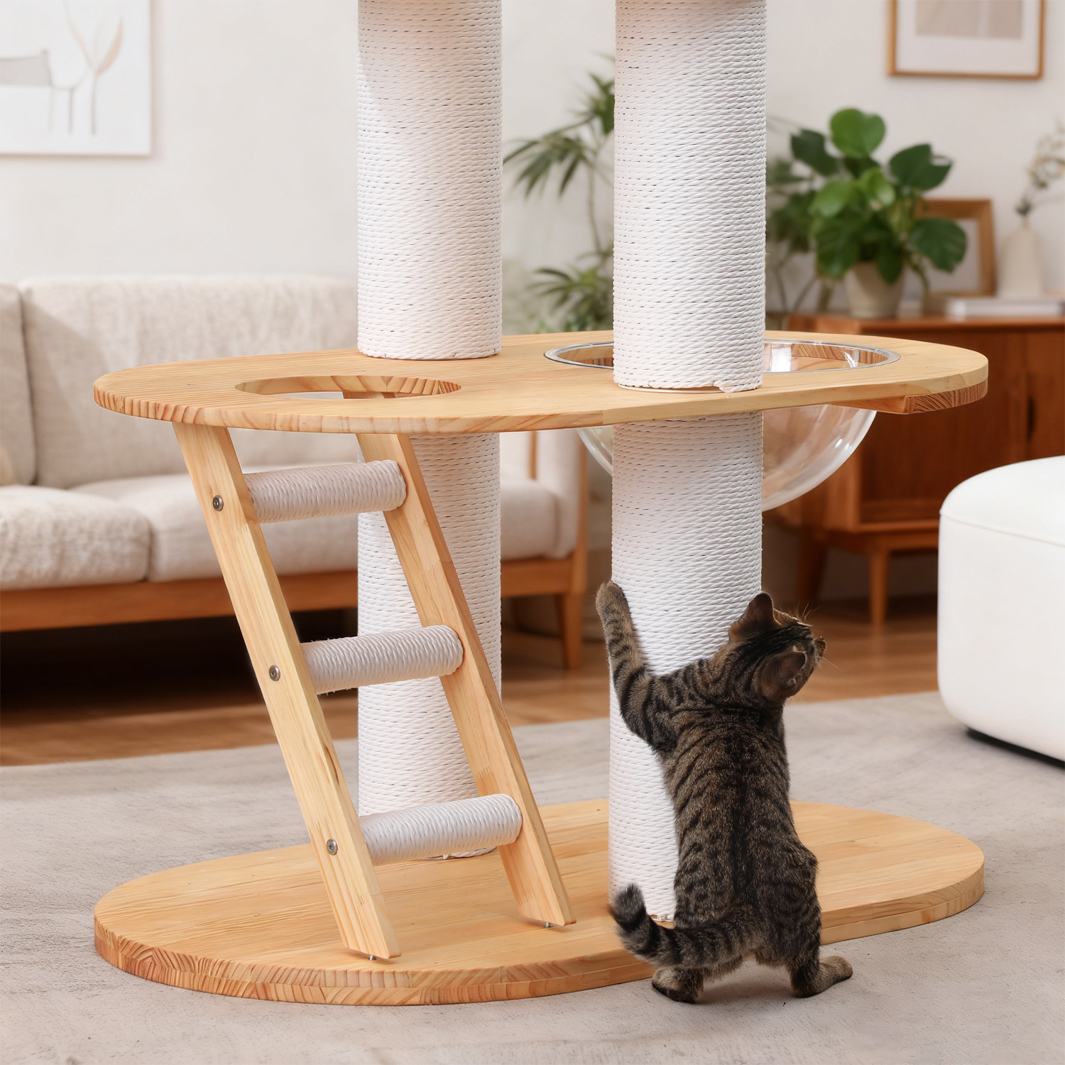 63'' Tall Solid Wood Cat Tree Tower