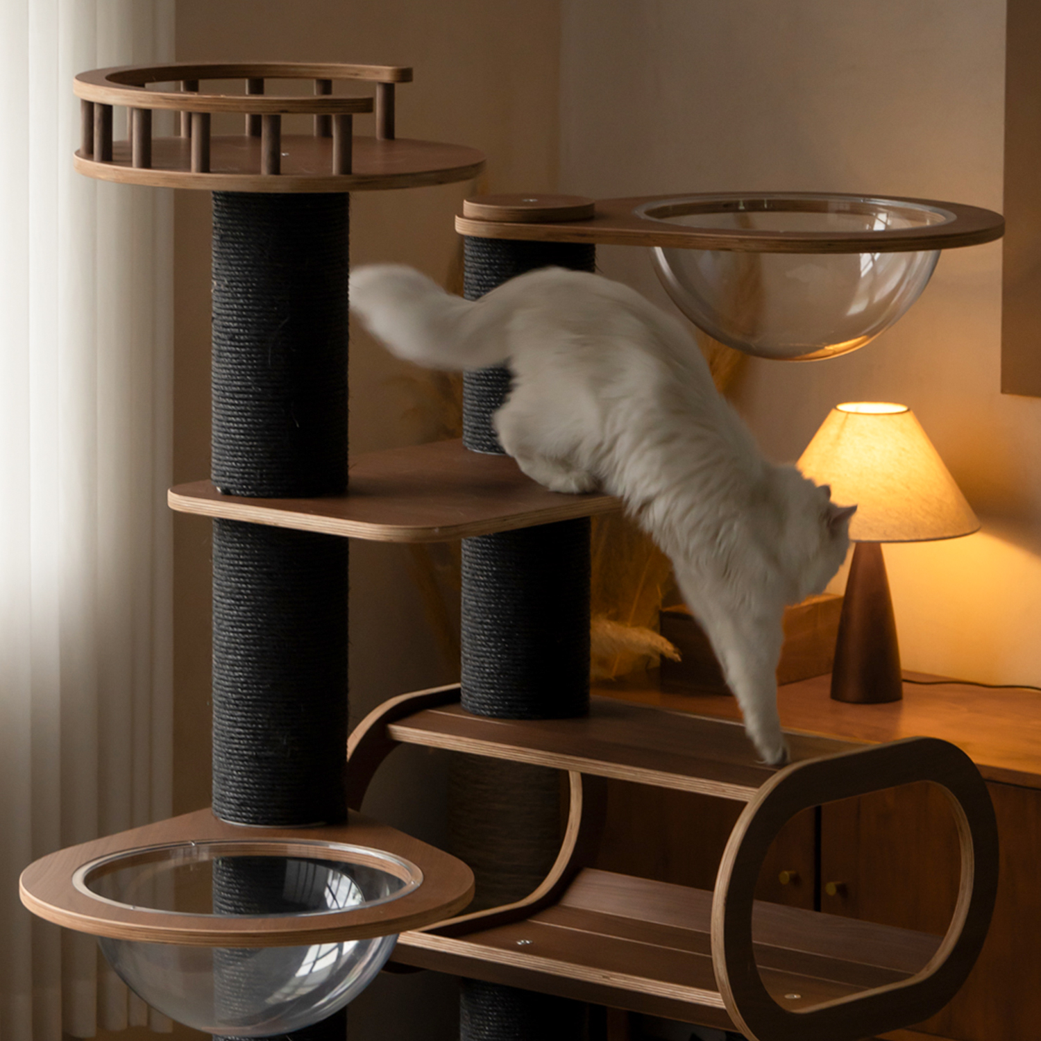 62"Solid Wood Cat Tree