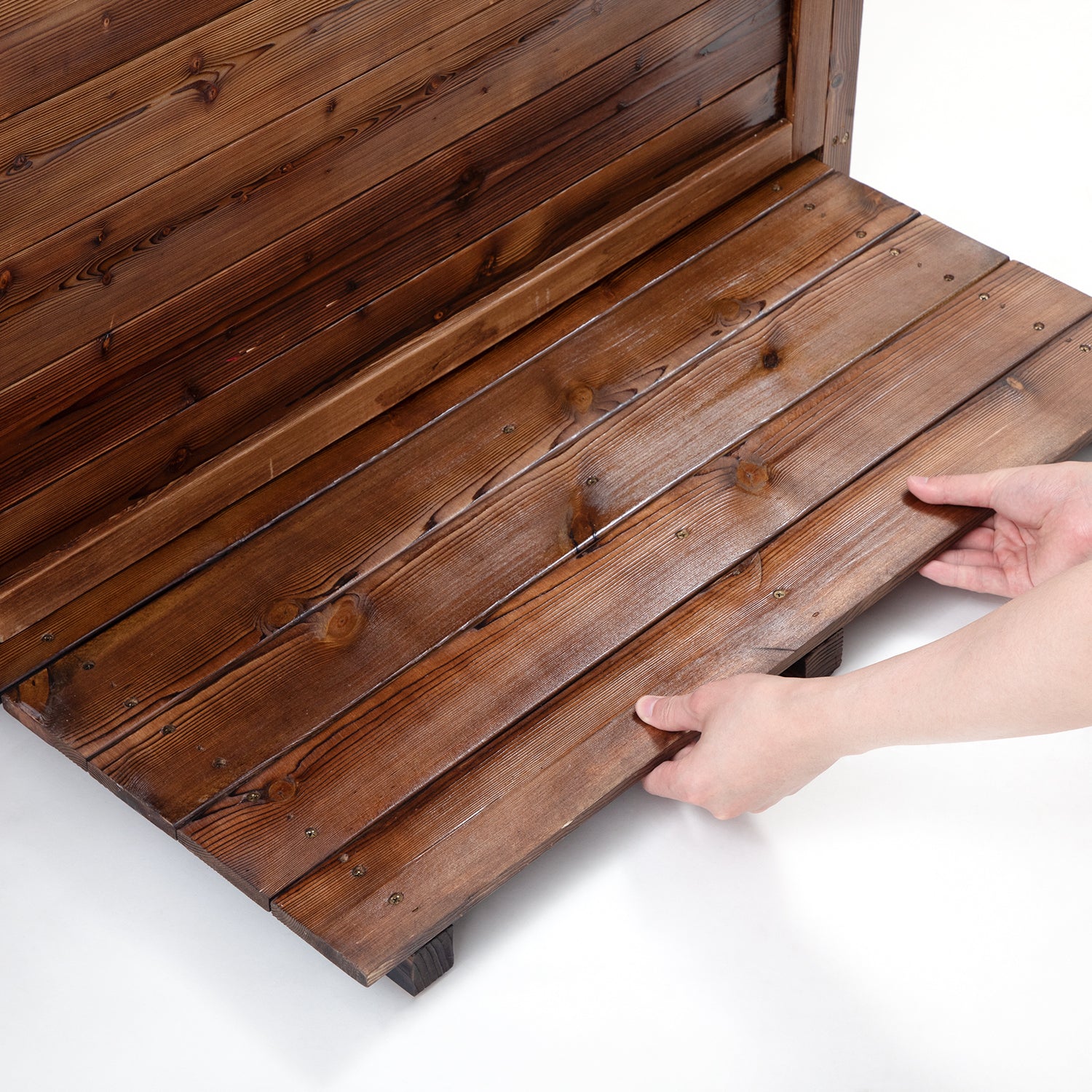 Solid Wood Outdoor Dog House with Patio Cage