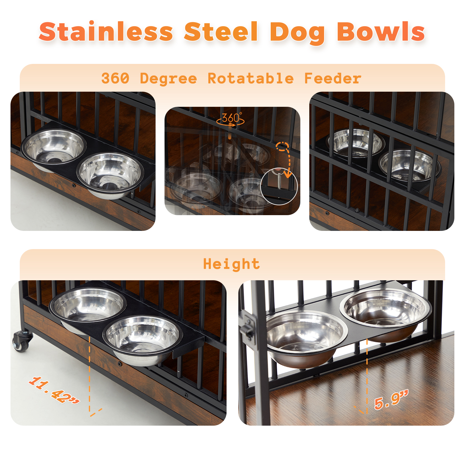 Dog Crate Furniture for Small Medium Dogs, Steel Solid Wood Dog Kennel Indoor, Escape-Proof Lock & Chew-Resistant, Home Décor Integration Multi-Purpose Pet Cage Furnitures 