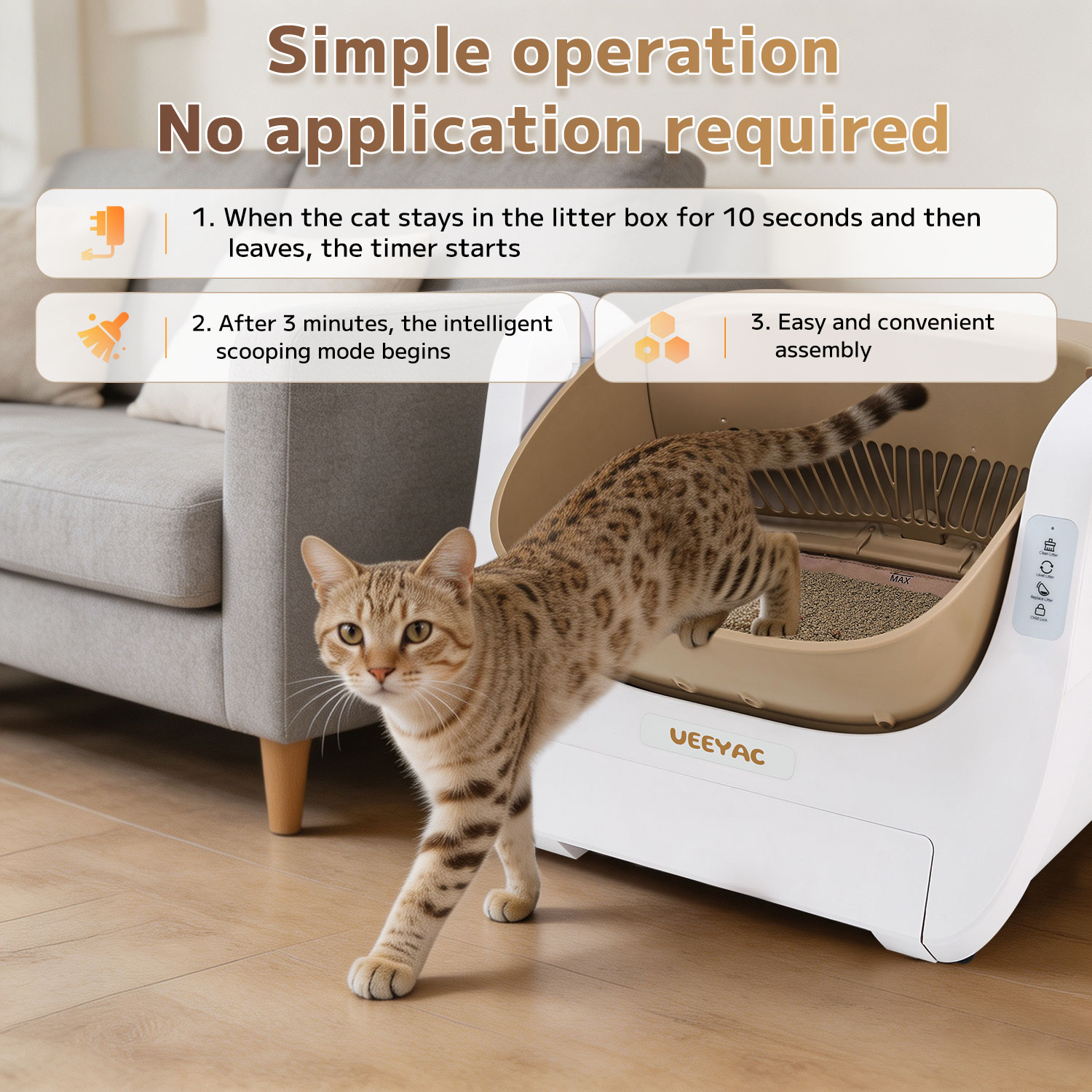 Smart Self Cleaning Litter Box for Large Cats and Multi Cat Households Extra Large Capacity Automatic Scooping Odor Control Ideal for Big Breeds Maine Coon Ragdoll