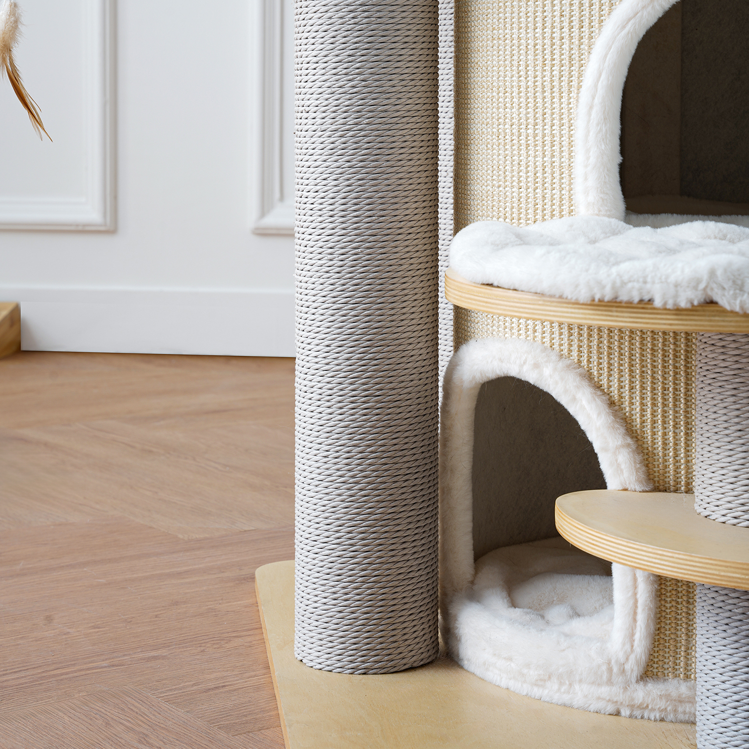 63'' H Large Solid Wood Cat Tree