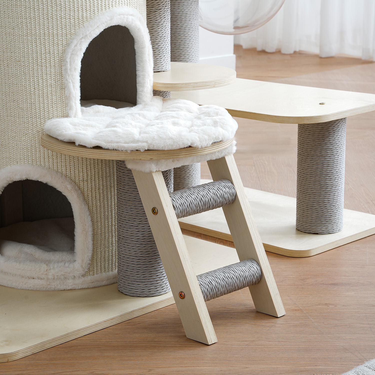 63'' HLarge Solid Wood Cat Tree