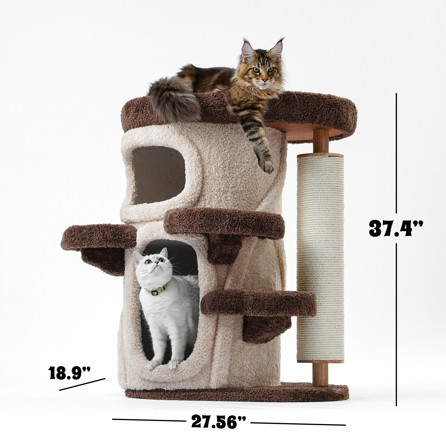 37'' H Solid Wood Cat Tree