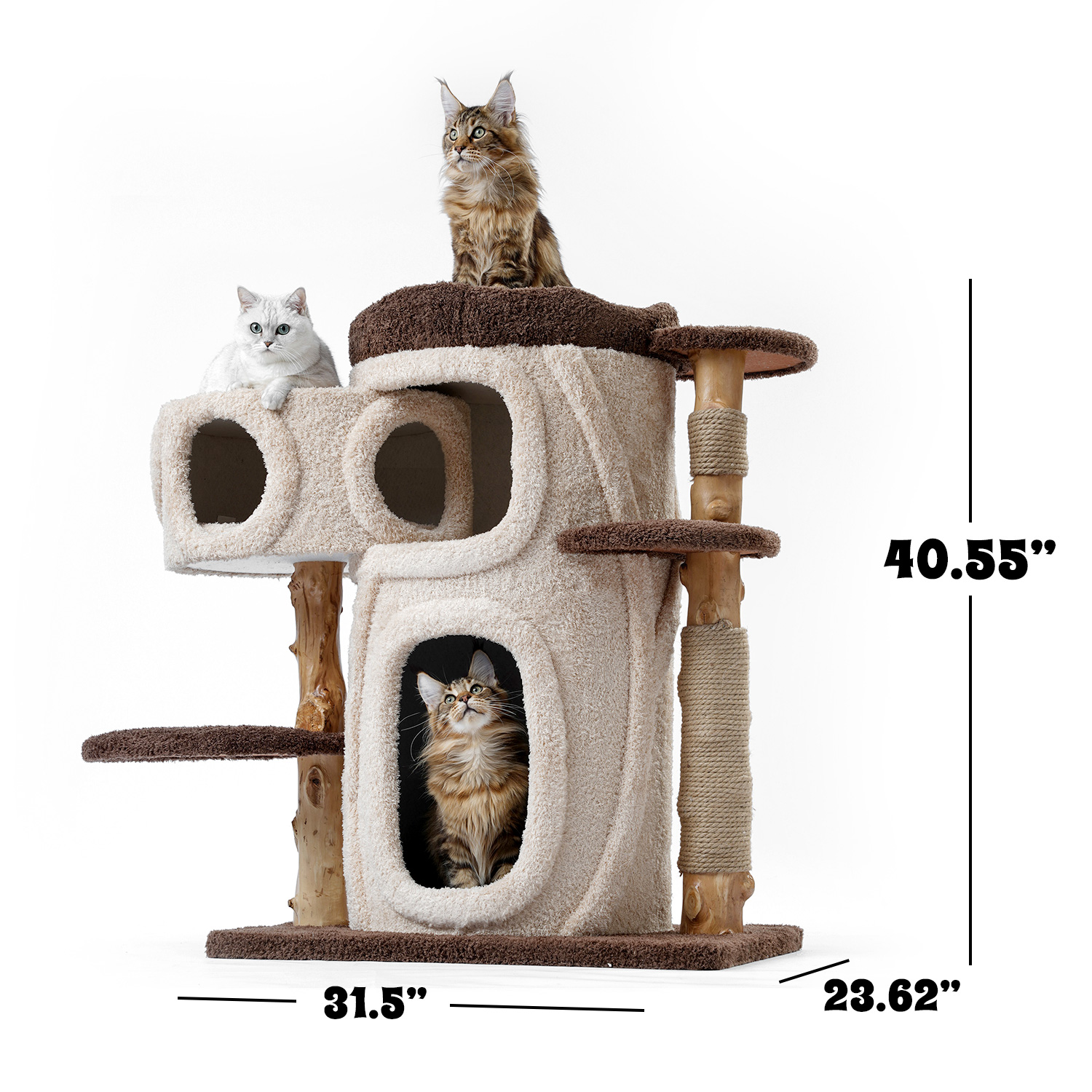 40'' H Solid Wood Cat Tree