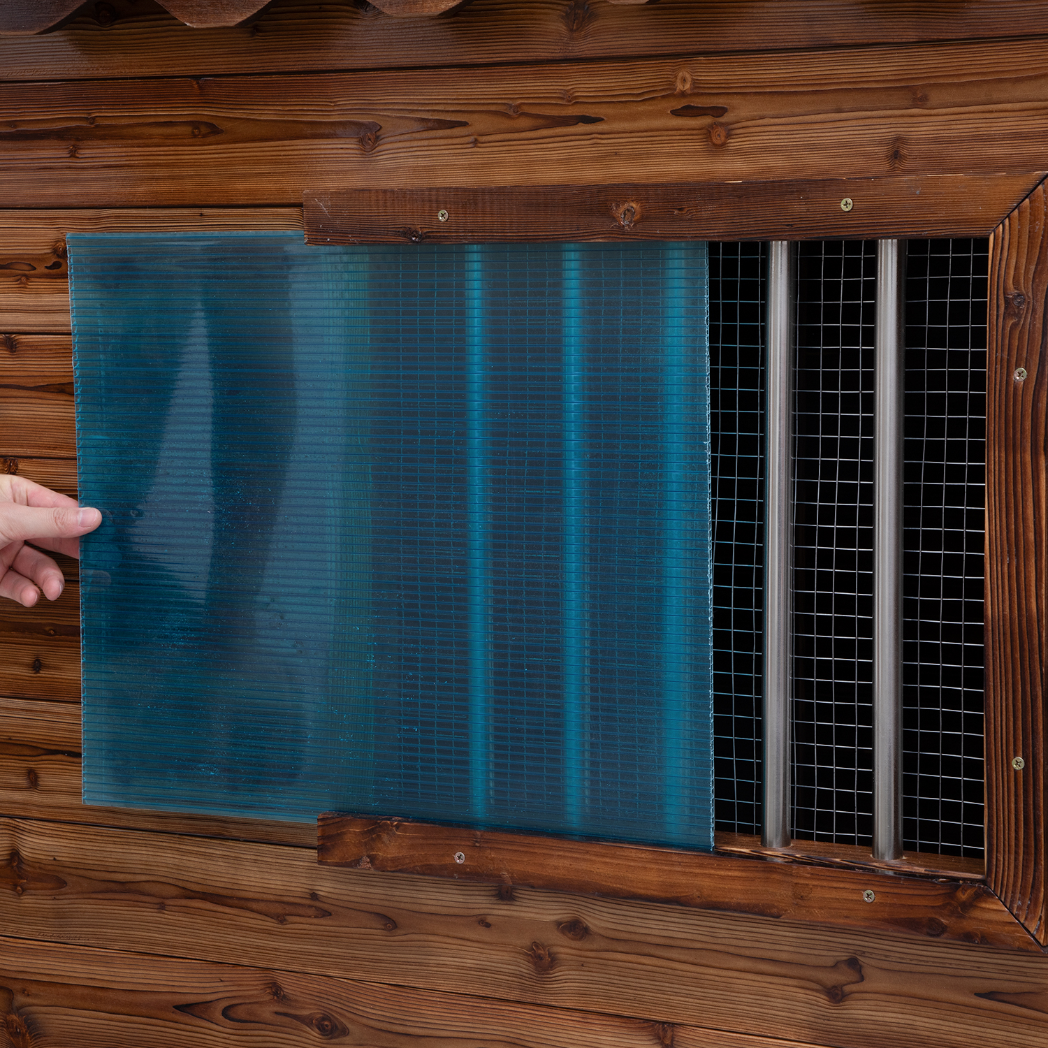 Solid Wood Outdoor Dog House with Cage