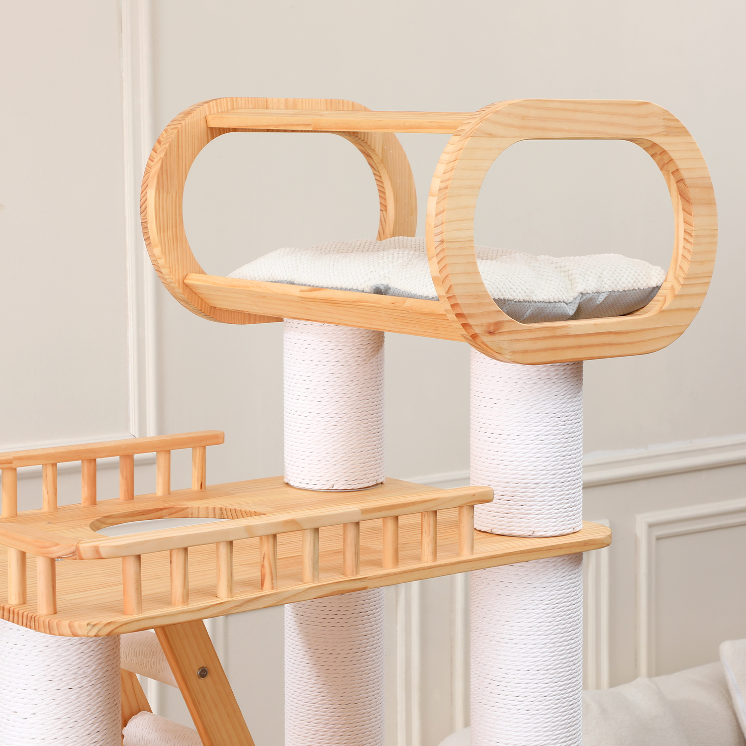 76.7 H Large Solid Wood Cat Tree