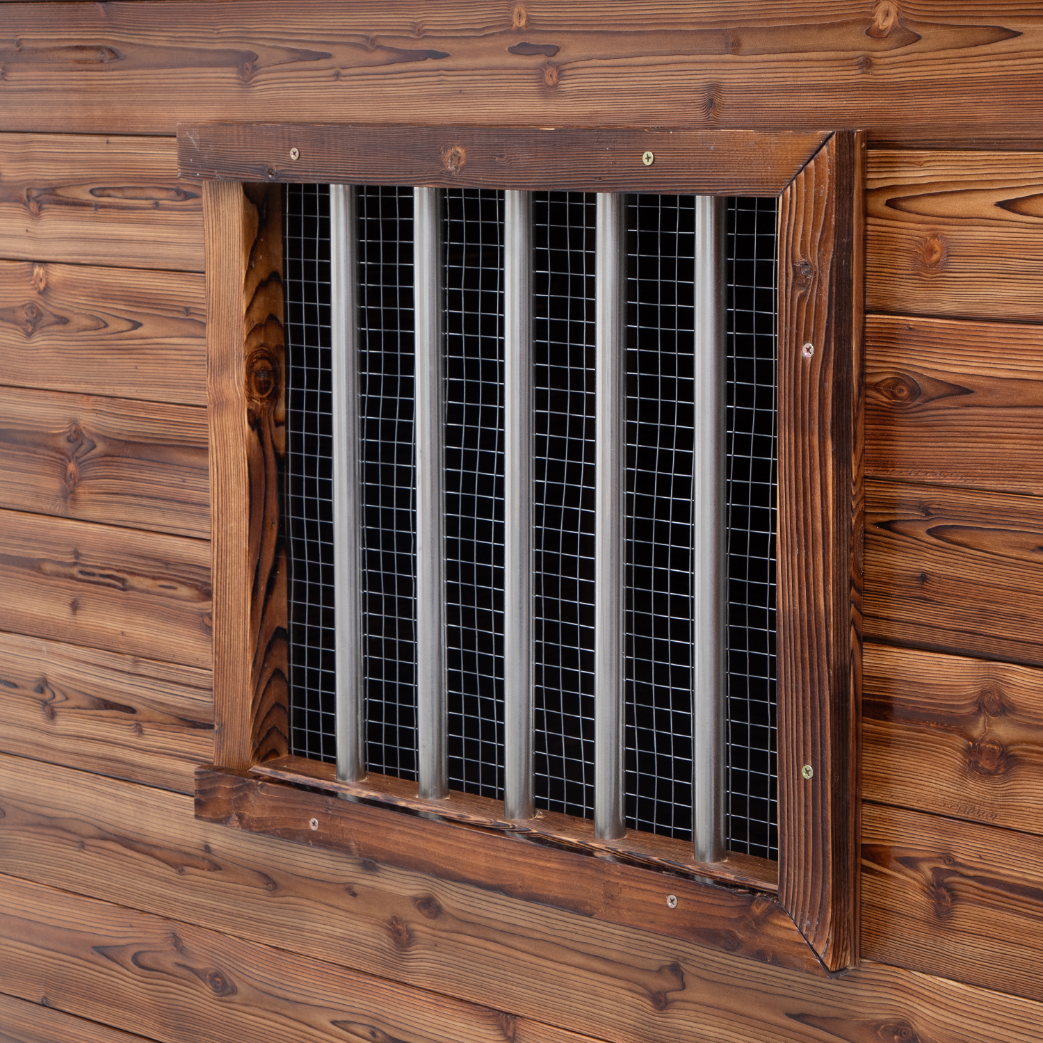 Solid Wood Outdoor Dog House with Cage