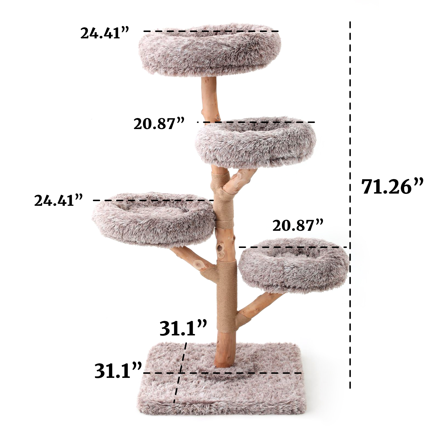 71" Solid Wood Cat Tree