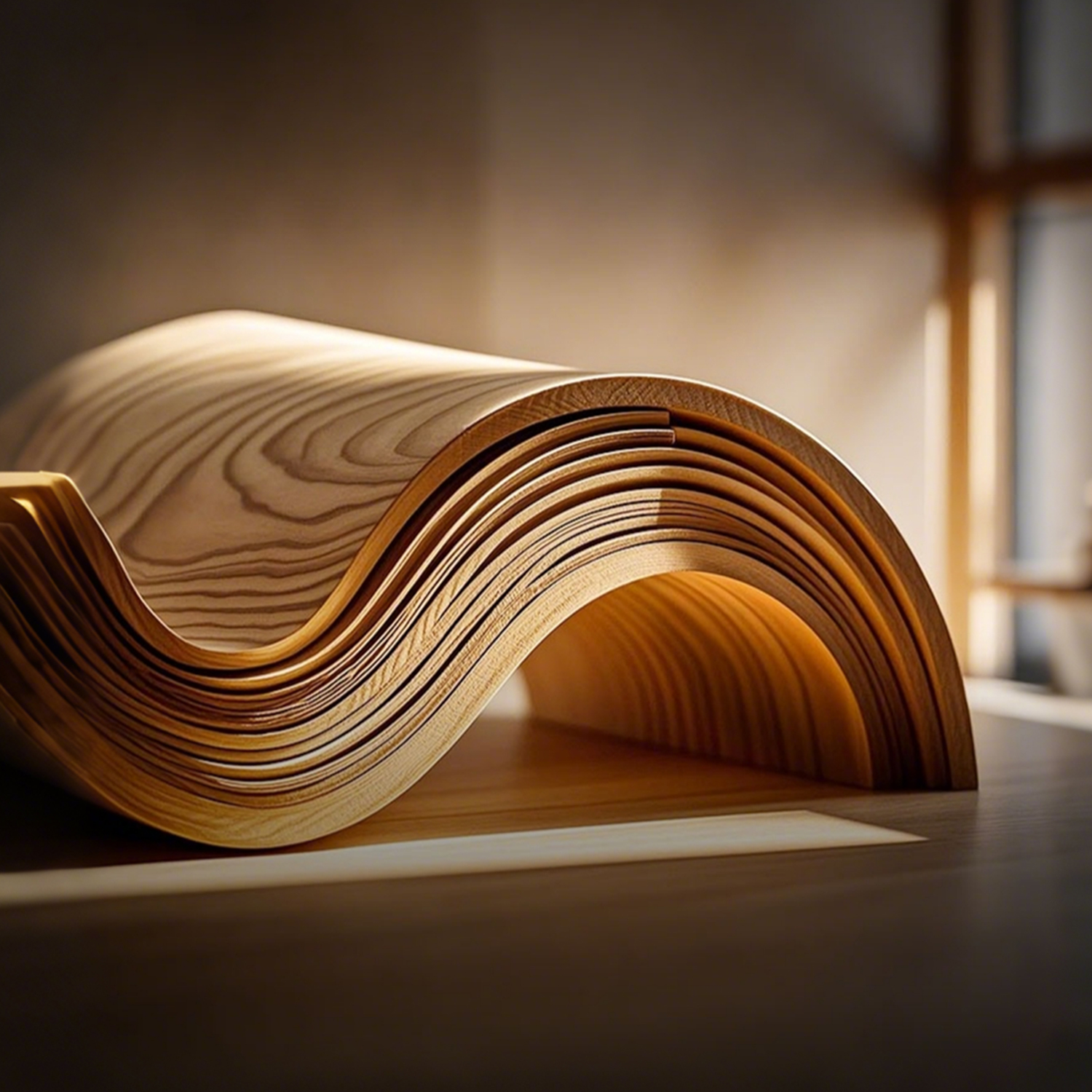 North American Black Walnut Veneer Cat Bed with Bowl