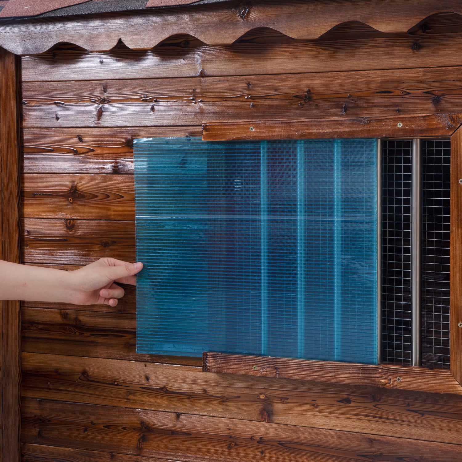 Solid Wood Outdoor Dog House with Patio