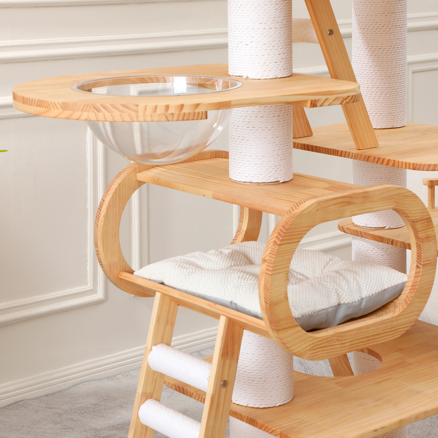 76.7 H Large Solid Wood Cat Tree