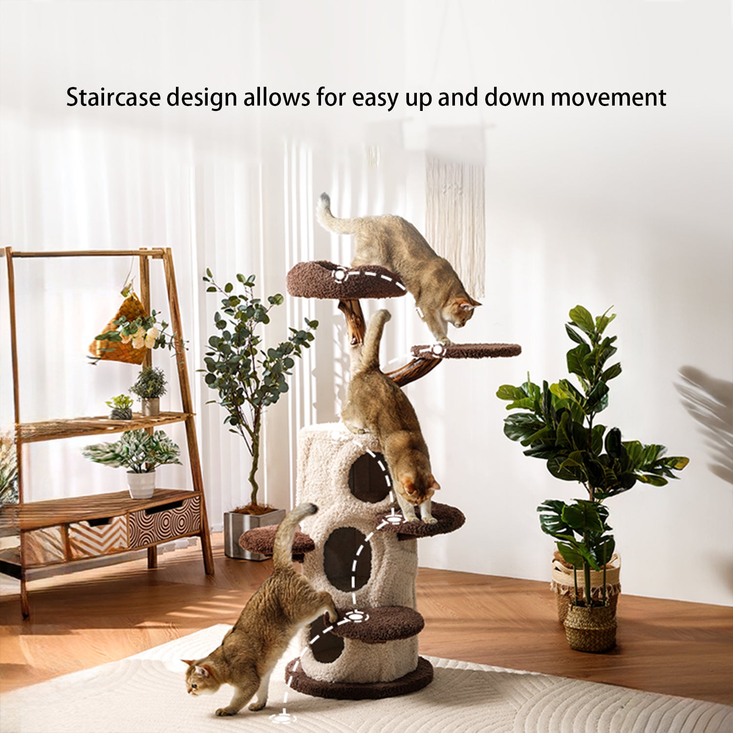 Log Style Solid Wood Cat Climbing Frame Treehouse Cat Nest