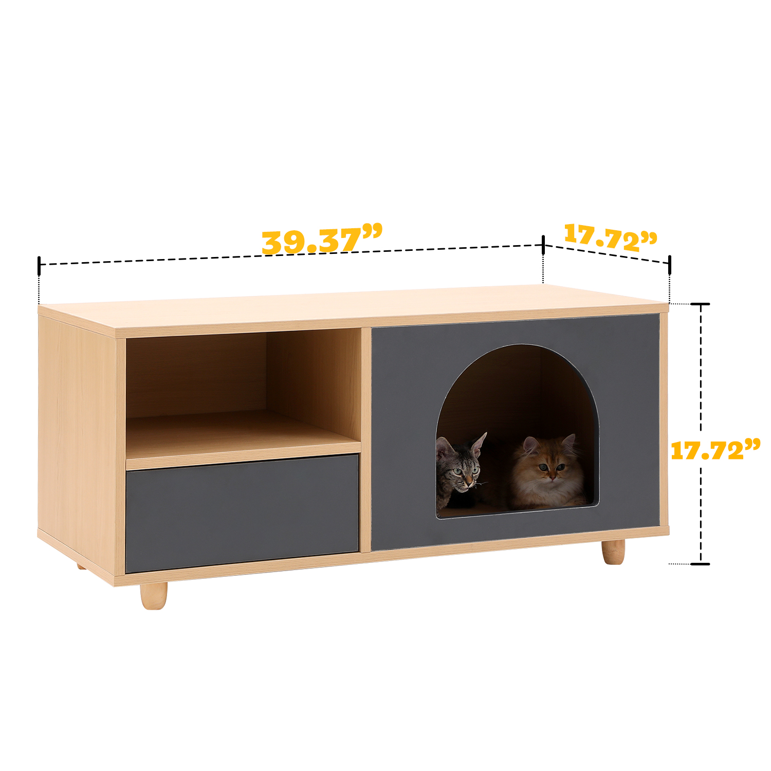 4 Legs Contrasting Color Pet-Friendly Coffee Table with Storage