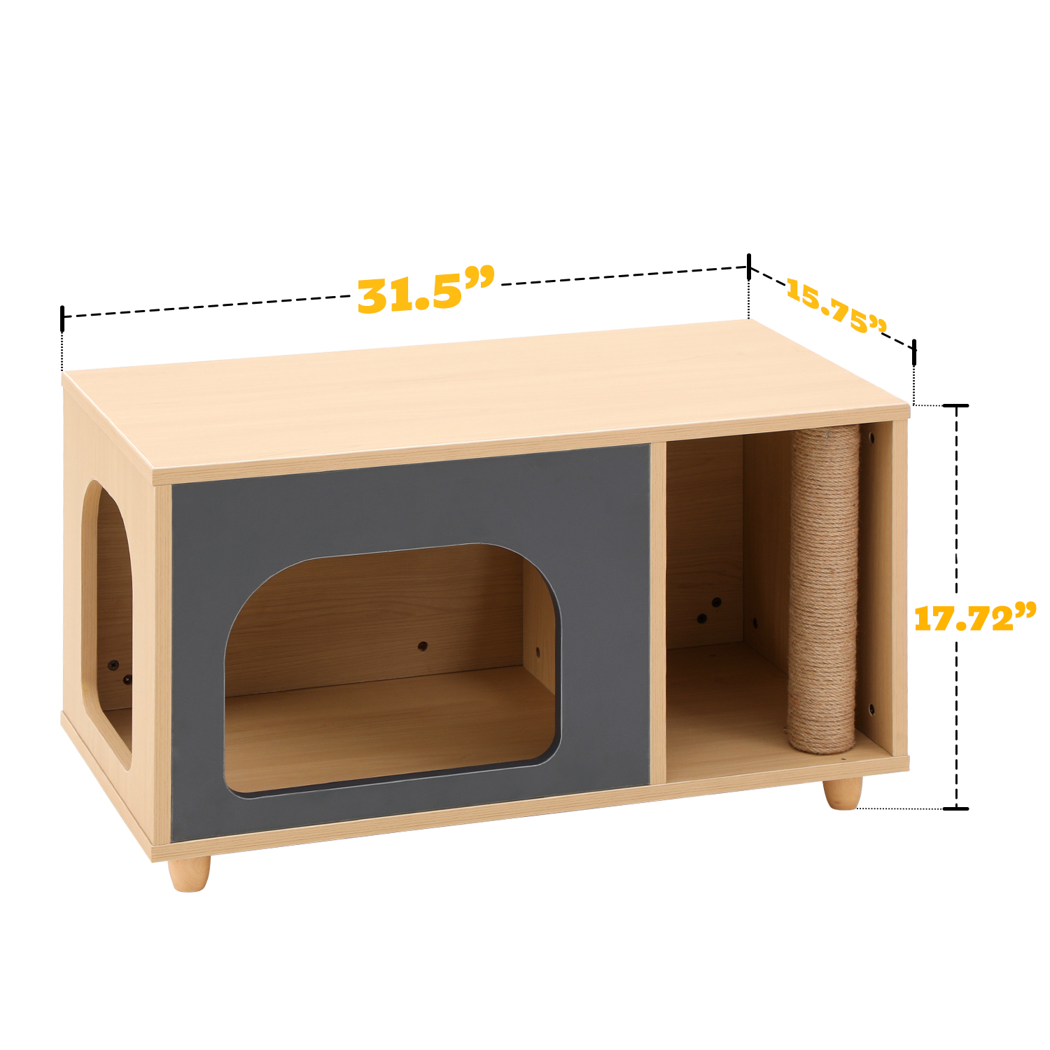 4 Legs Contrasting Color Pet-Friendly Coffee Table with Storage