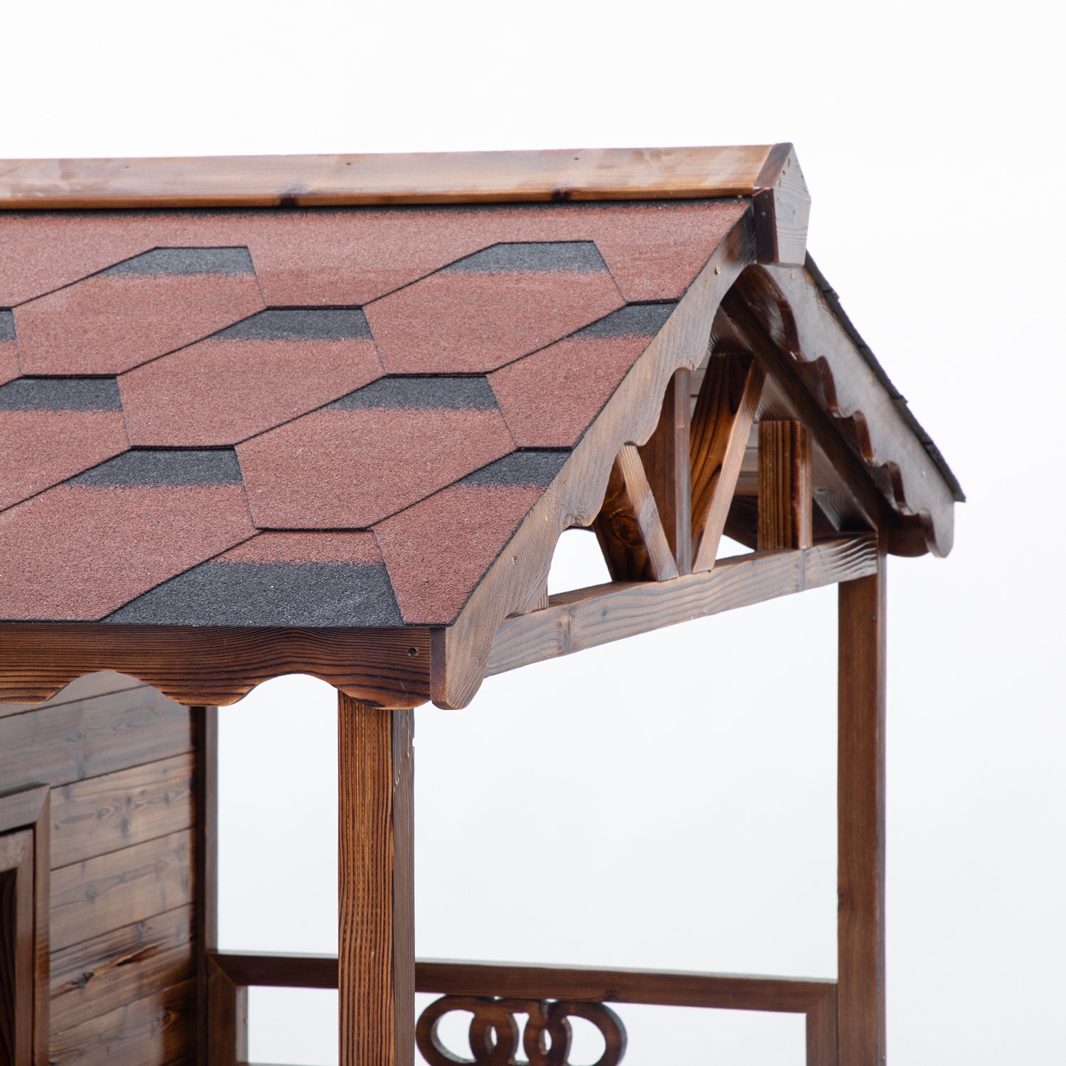 Solid Wood Outdoor Dog House with Patio