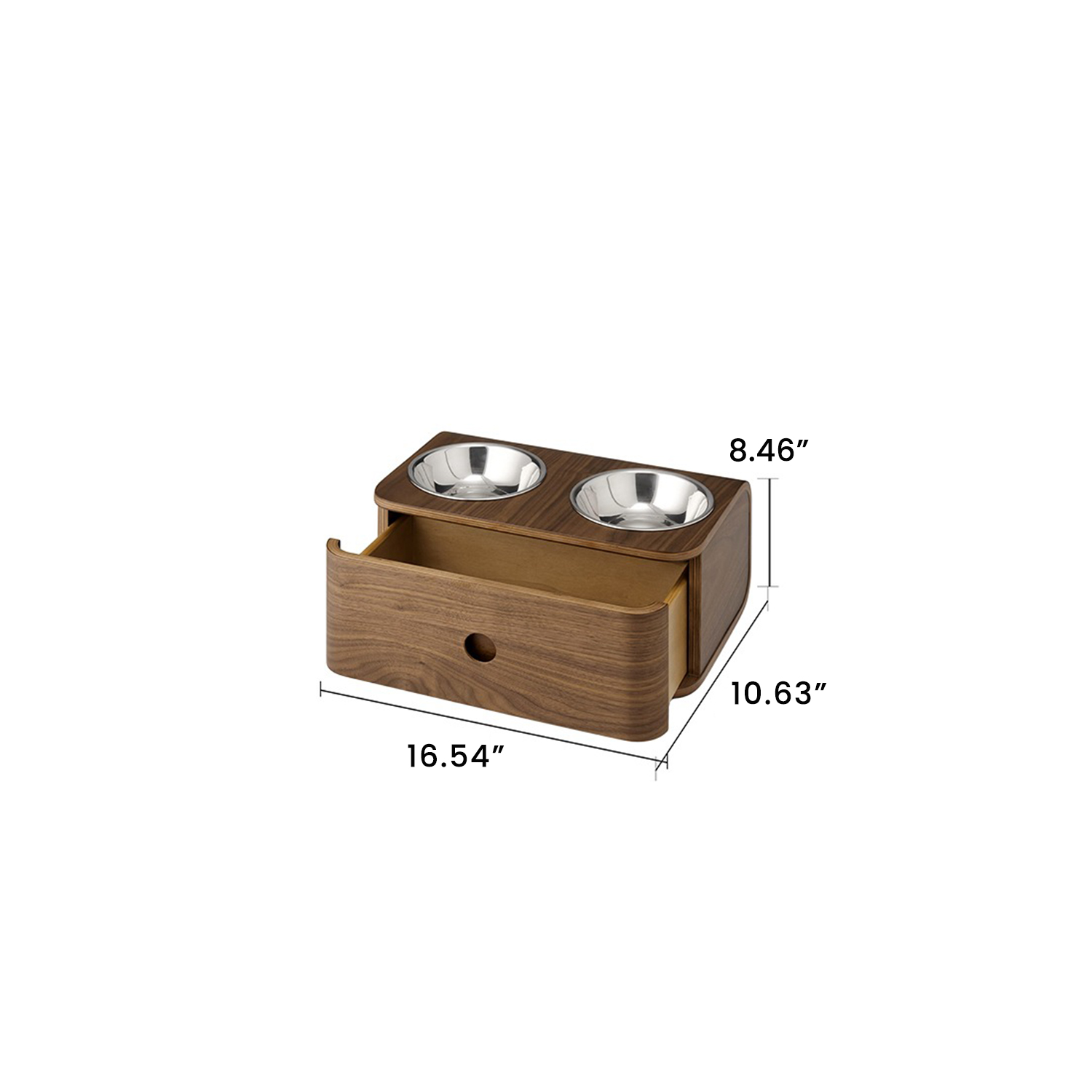 Black Walnut Pet Bowl with Drawer