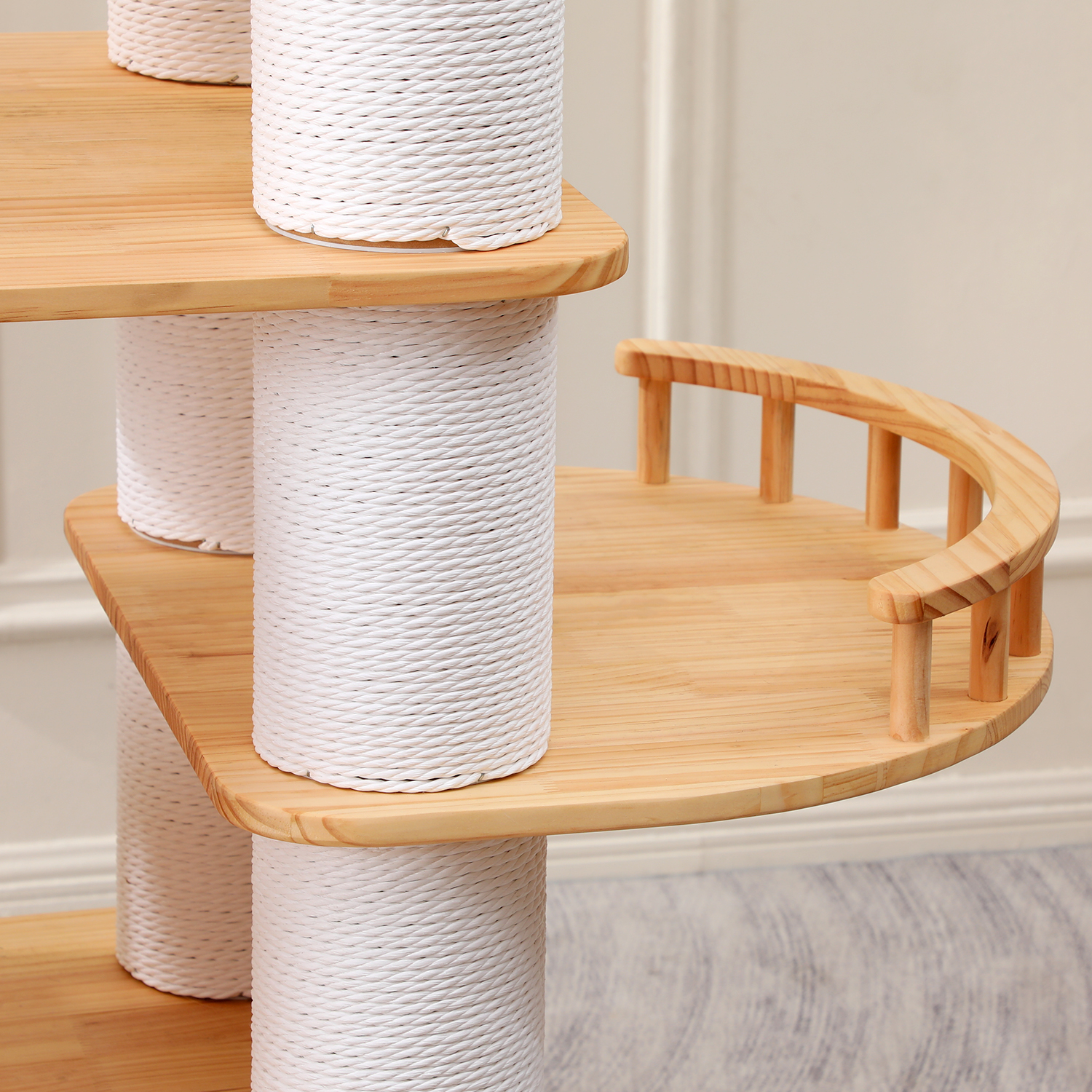 76.7 H Large Solid Wood Cat Tree