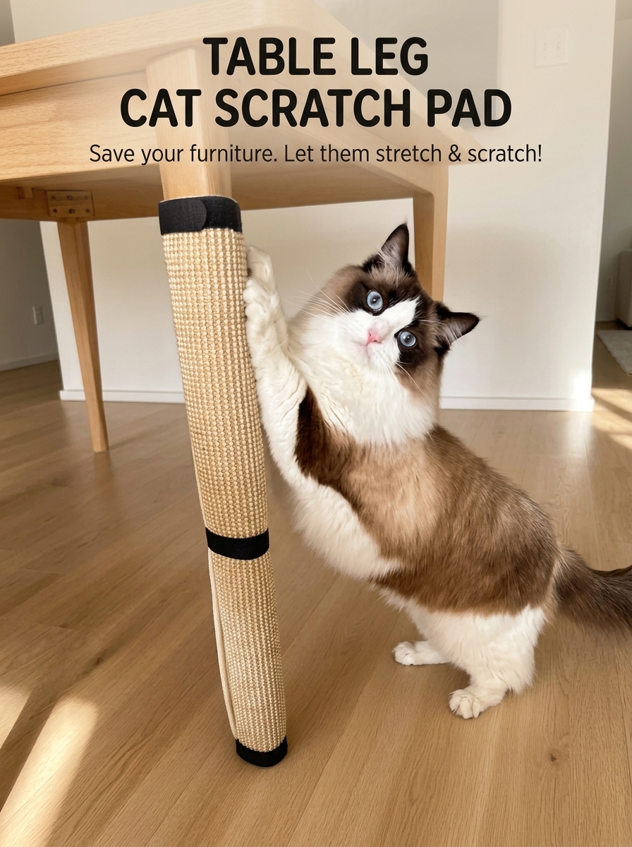 Sisal Cat Scratching Mat for Furniture Protection | Cat Scratch Pad for Sofa Legs & Table Legs | Natural Hemp Scratcher Toy