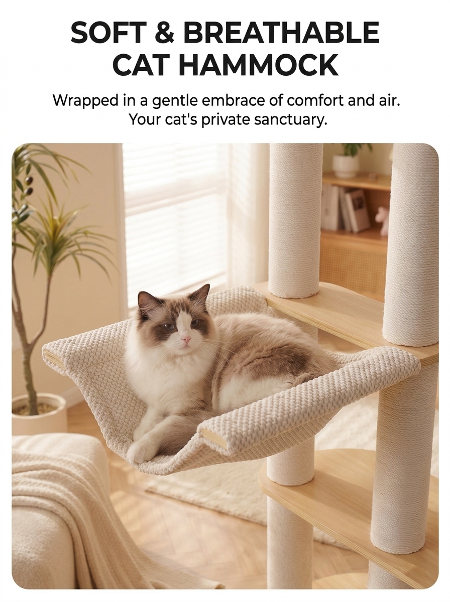 Large Multi-Level Wooden Cat Tree for Large & Multiple Cats