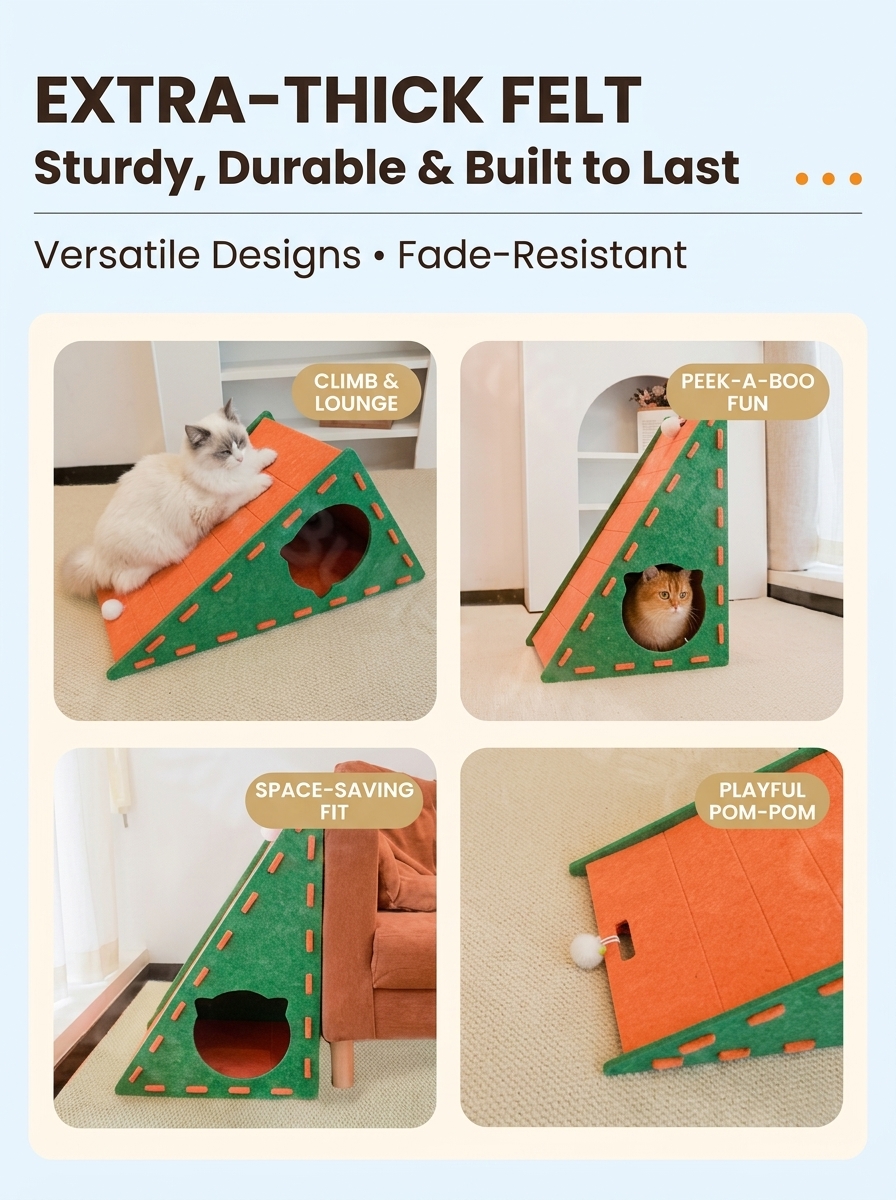 Triangular Felt Cat Scratcher – Modular Corner Scratcher & Sofa Protector