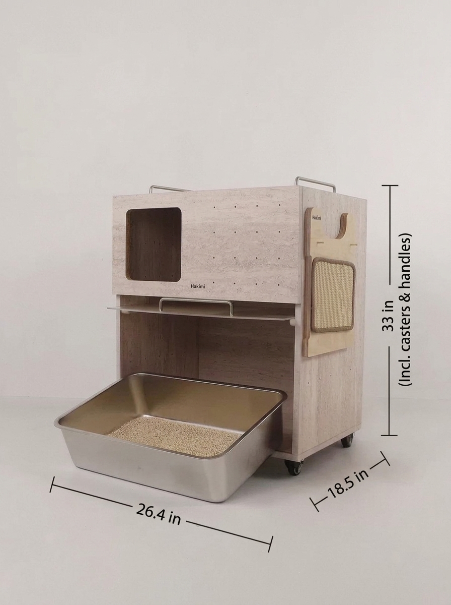 Modern Wooden Cat Litter Box Cabinet | Double Layer Hidden Litter Furniture with Anti-Tracking Design for Large Cats